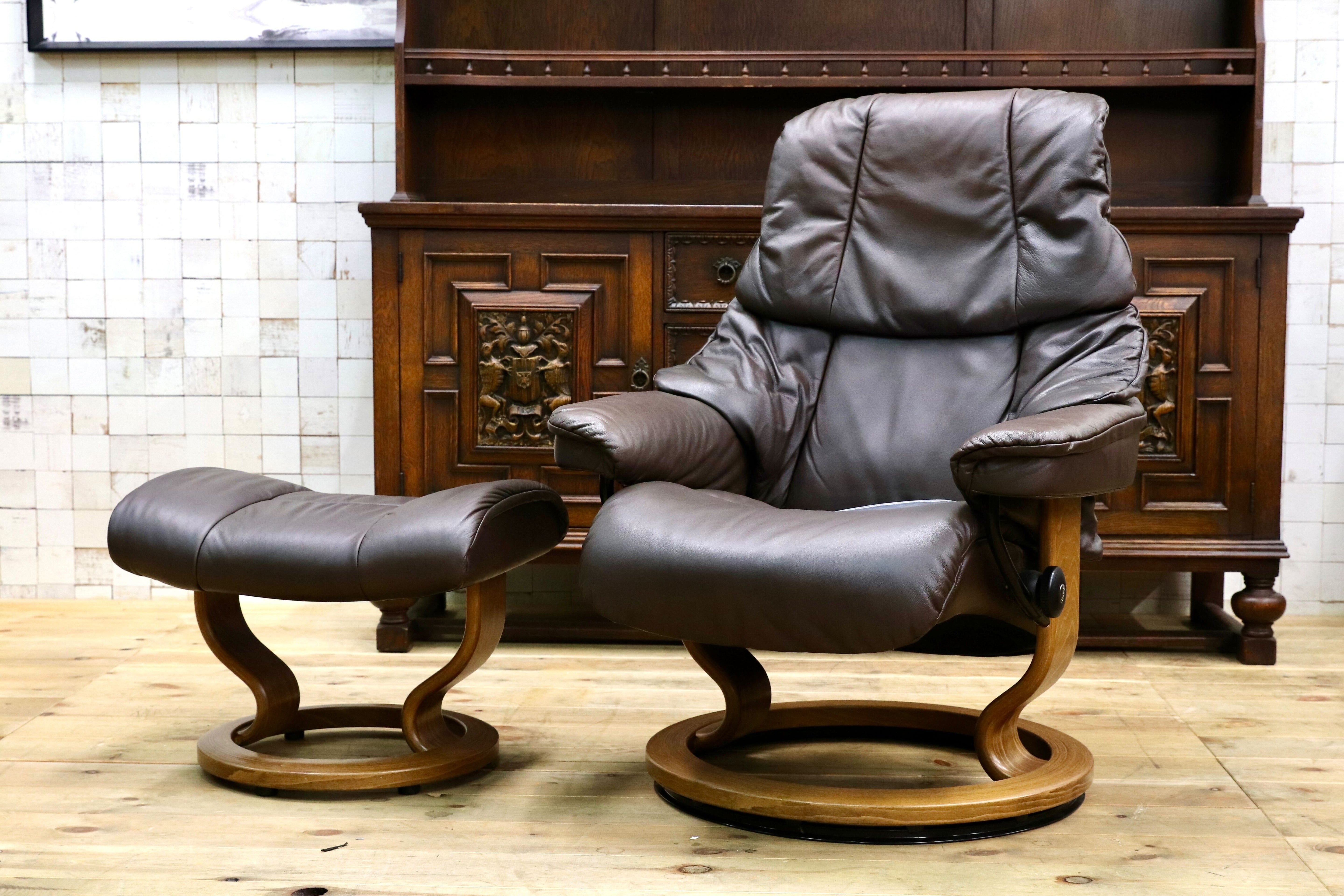 GMIK419A○EKORNES / エコーネス Reno レノ ストレスレスチェア Mサイズ パーソナルチェア オットマン付き 北欧 ノルウェー 定価約45万