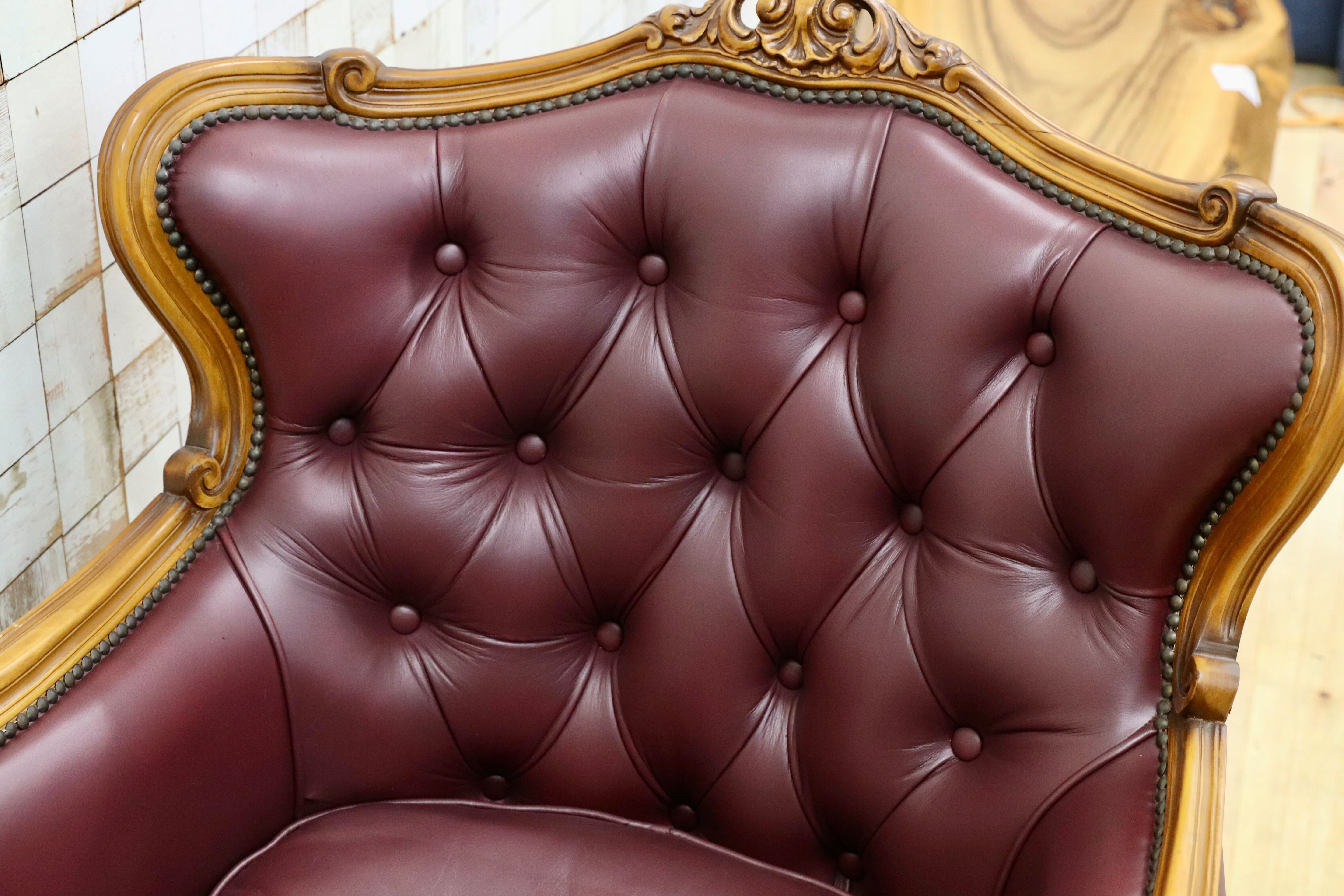 GMHS507B○イタリア製 クラシック 1人掛けソファ シングルソファ 本革 レザー ヴィンテージ 椅子 応接 チェア 小豆色