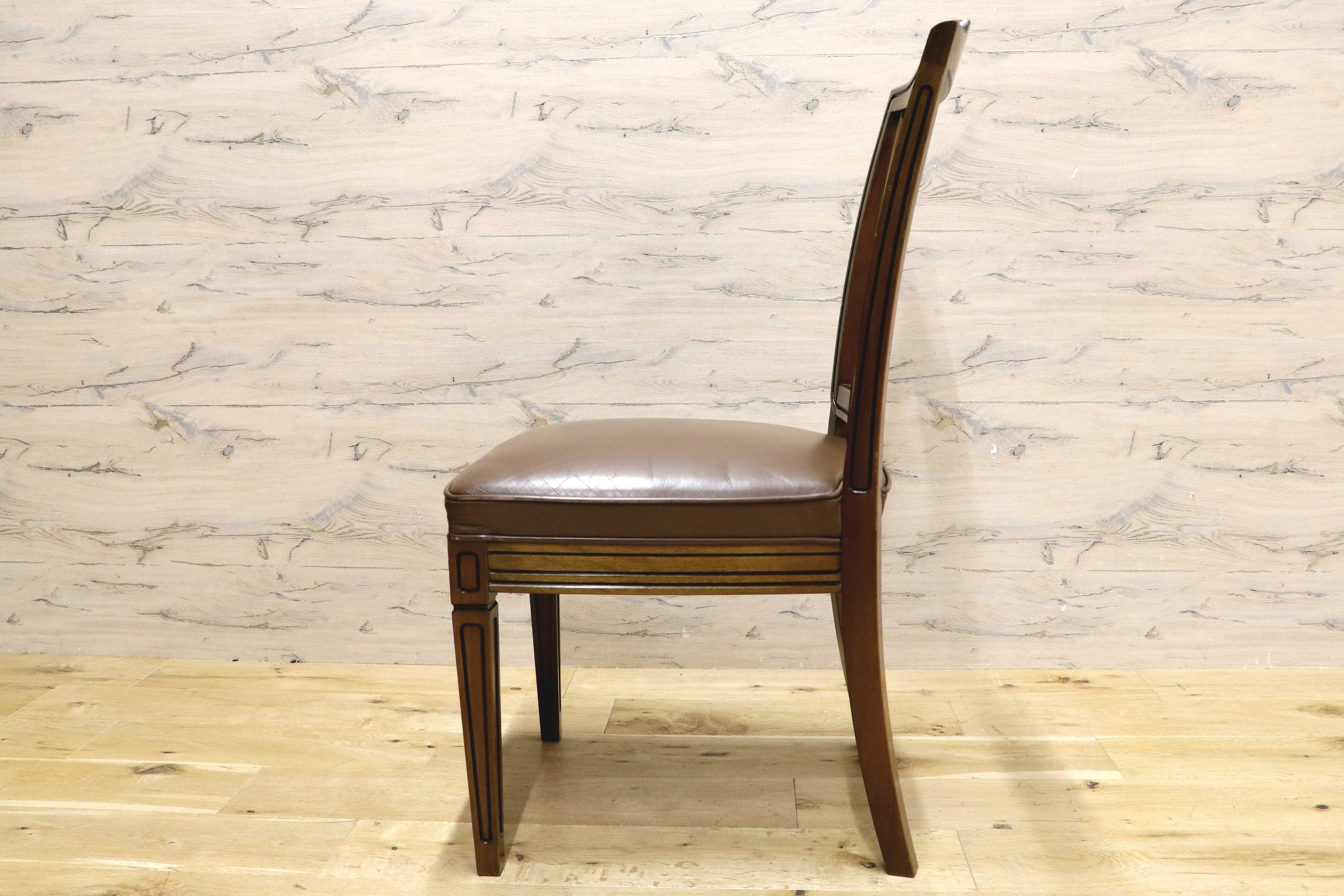 GMIH191○maruni / マルニ ROYAL ロイヤル 地中海 ロベール レザー 椅子 ダイニングチェア クラシック 国産家具 ヨーロピアン 定価14.3万
