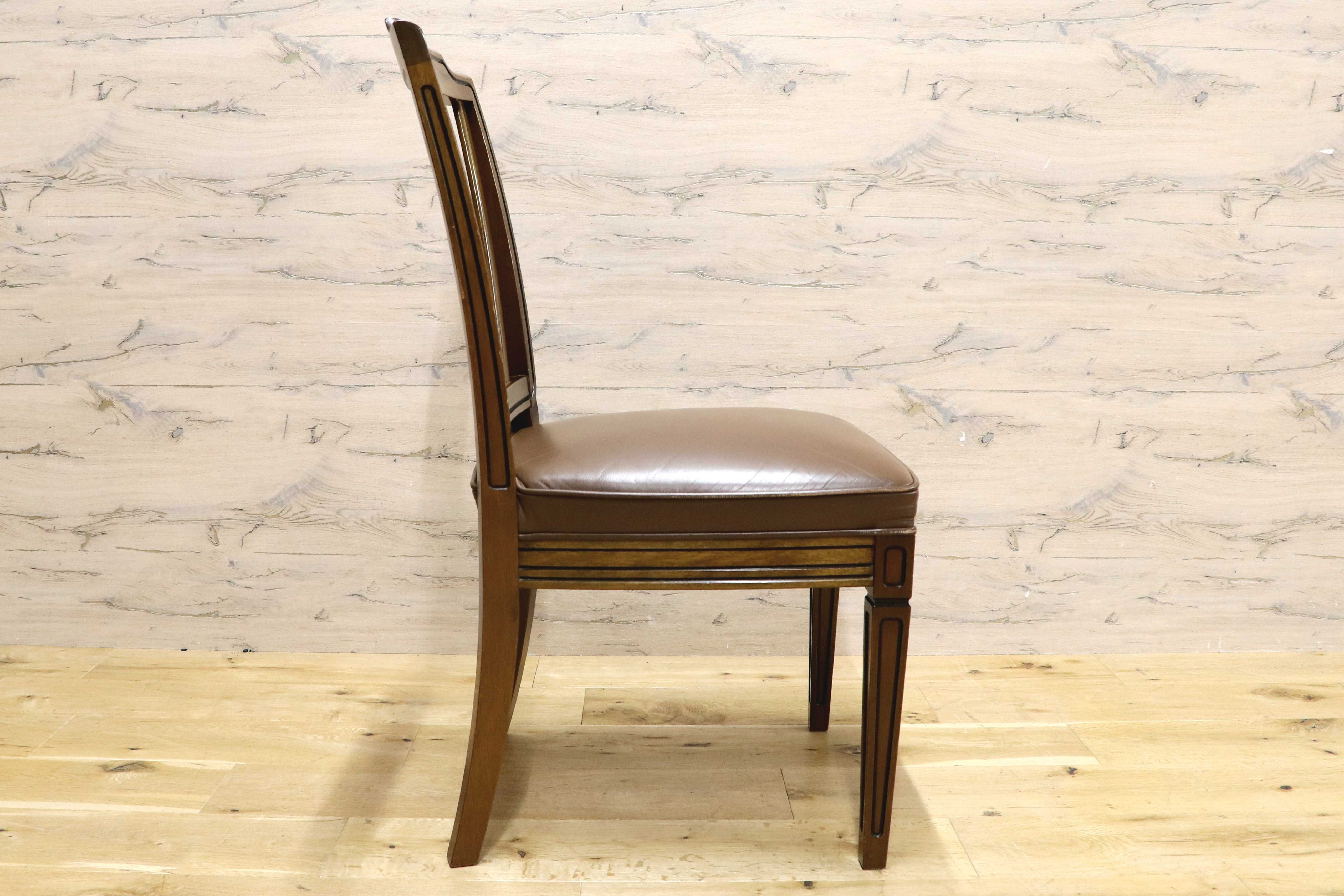 GMIH191○maruni / マルニ ROYAL ロイヤル 地中海 ロベール レザー 椅子 ダイニングチェア クラシック 国産家具 ヨーロピアン 定価14.3万