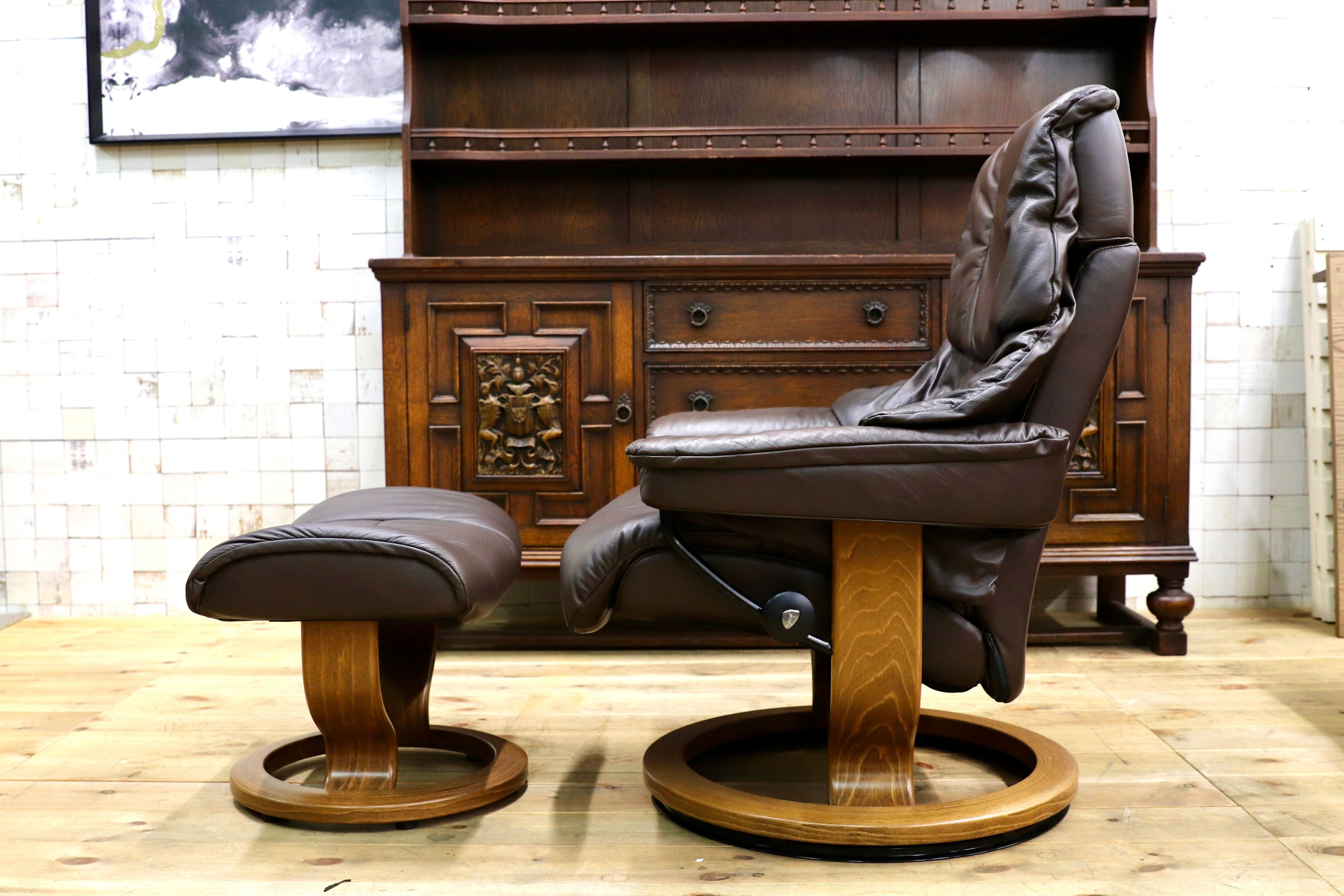 GMIK419A○EKORNES / エコーネス Reno レノ ストレスレスチェア Mサイズ パーソナルチェア オットマン付き 北欧 ノルウェー 定価約45万
