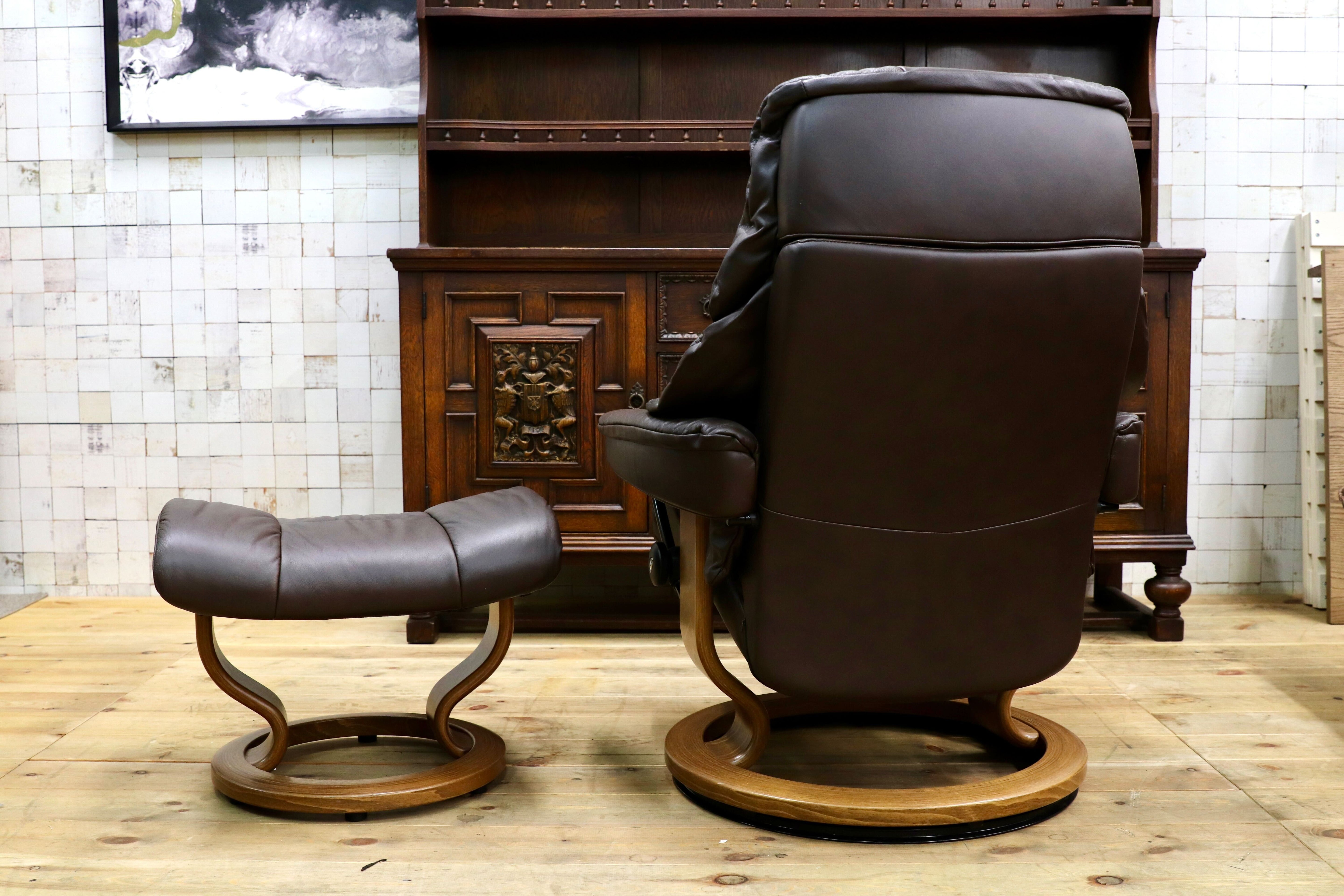 GMIK419A○EKORNES / エコーネス Reno レノ ストレスレスチェア Mサイズ パーソナルチェア オットマン付き 北欧 ノルウェー 定価約45万