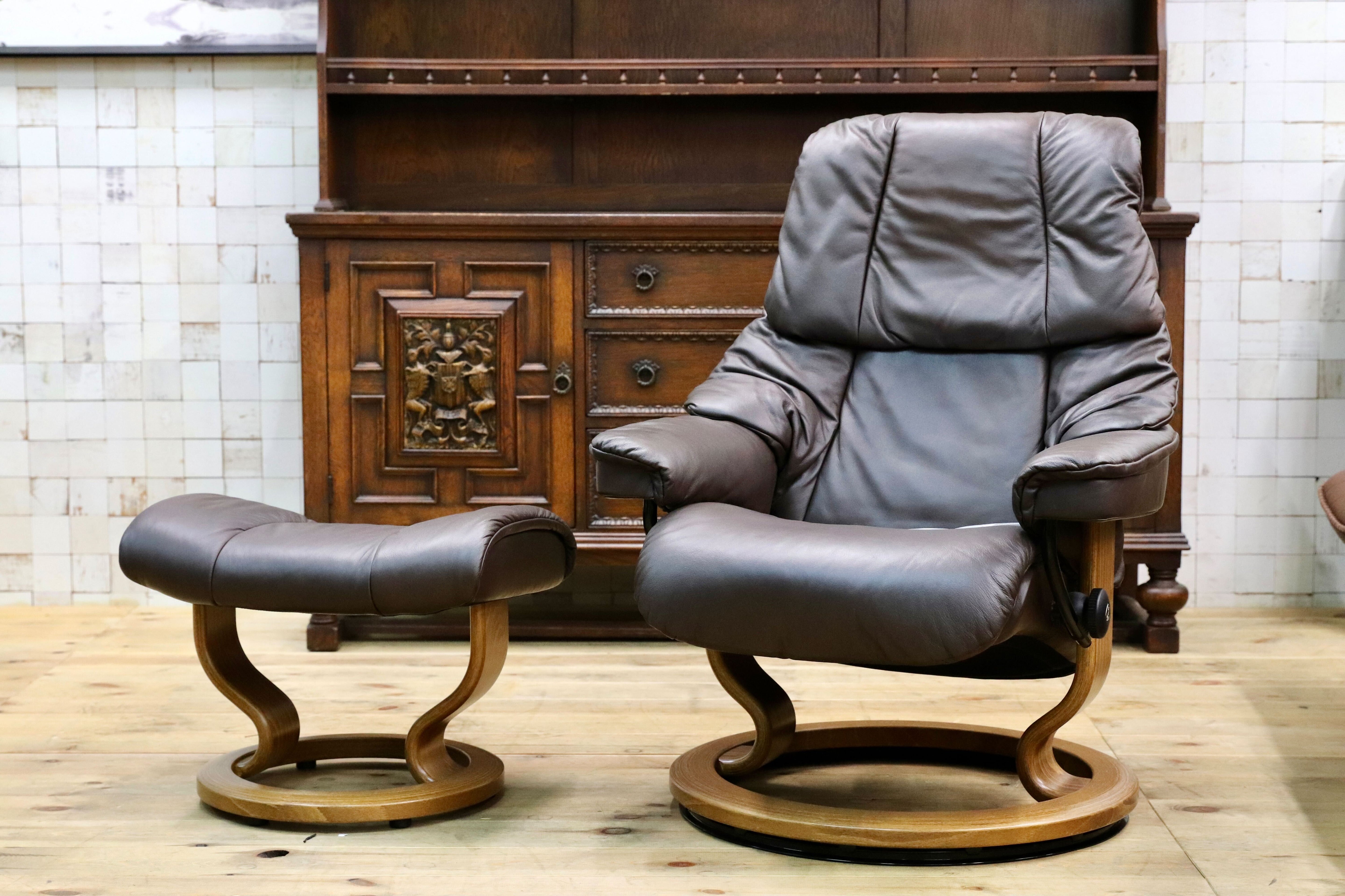 GMIK419B○EKORNES / エコーネス Reno レノ ストレスレスチェア Mサイズ パーソナルチェア オットマン付き 北欧 ノルウェー 定価約45万