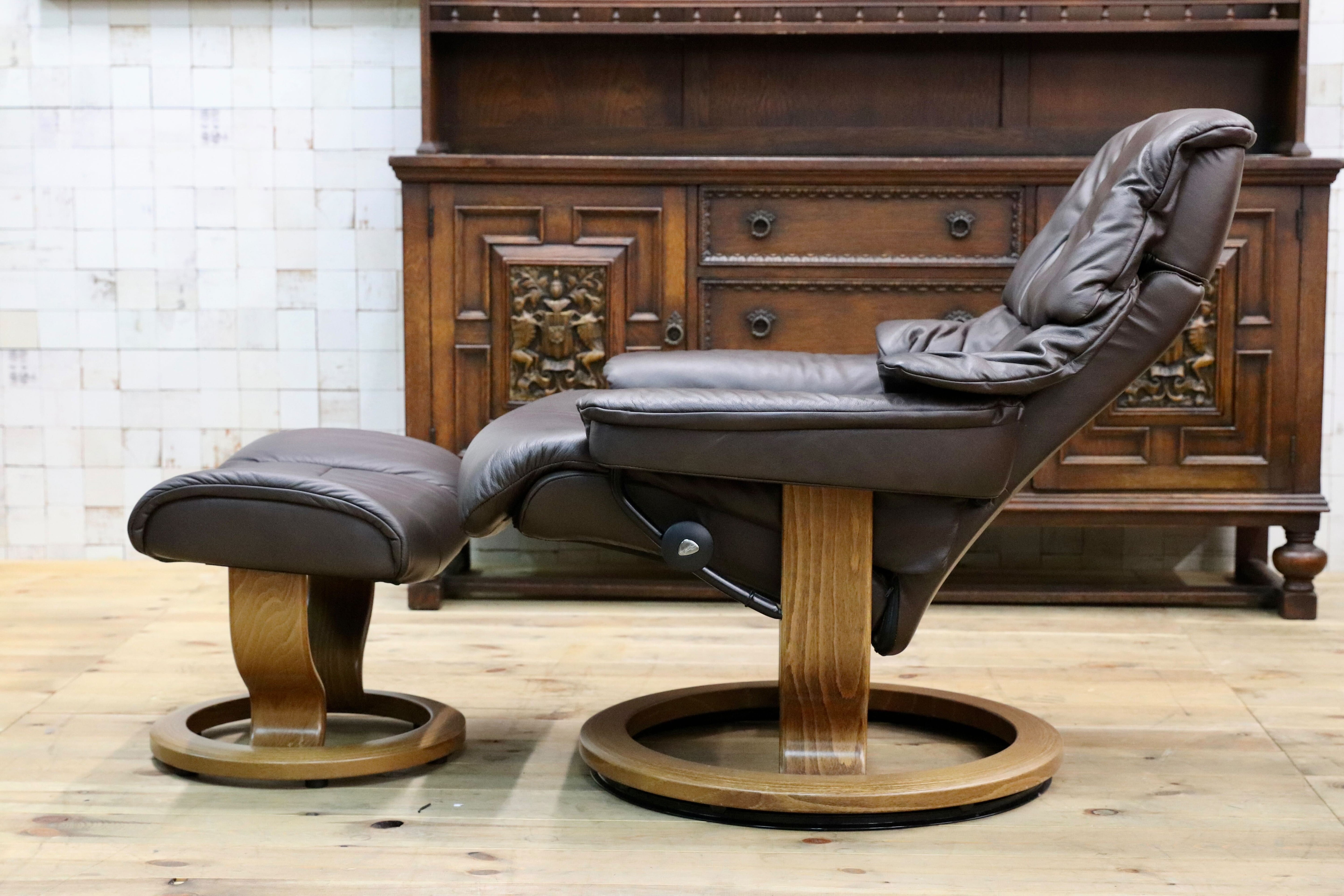 GMIK419B○EKORNES / エコーネス Reno レノ ストレスレスチェア Mサイズ パーソナルチェア オットマン付き 北欧 ノルウェー 定価約45万