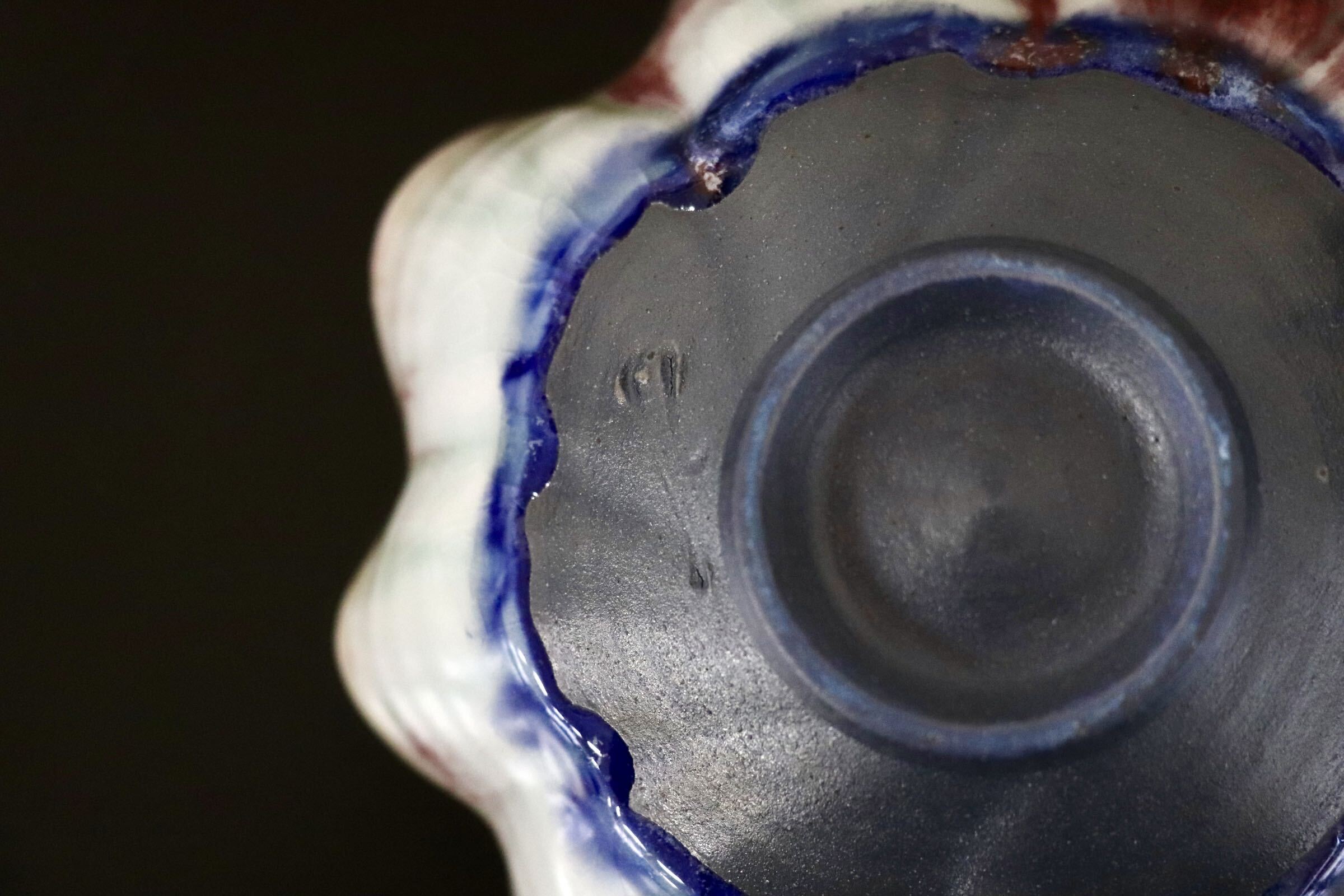 GMJO103C○千代市陶房 清水万佐年 丹波焼 辰砂輪花鉢S 伝統工芸 丹波立杭焼 丹波篠山