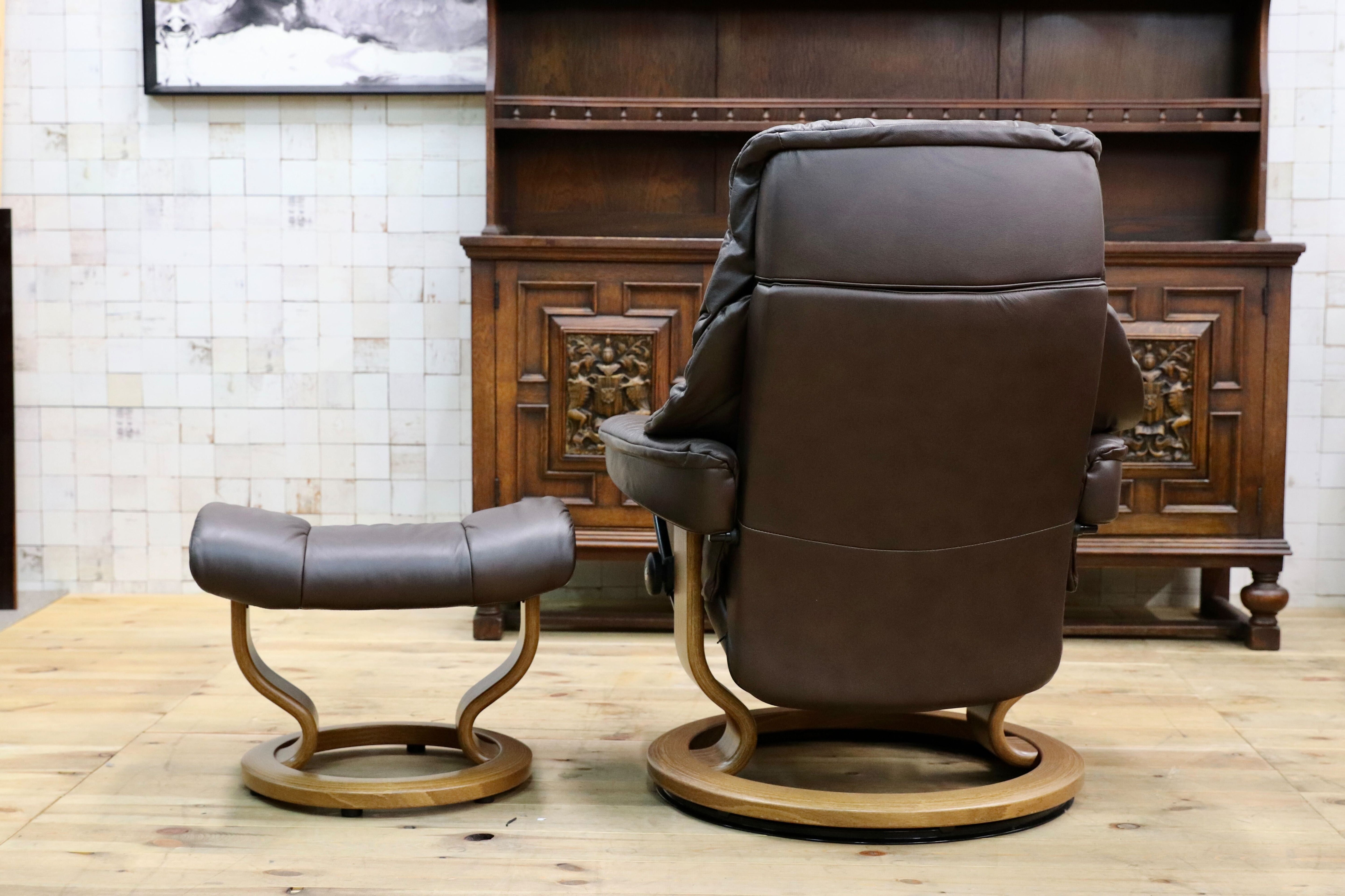 GMIK419B○EKORNES / エコーネス Reno レノ ストレスレスチェア Mサイズ パーソナルチェア オットマン付き 北欧 ノルウェー 定価約45万