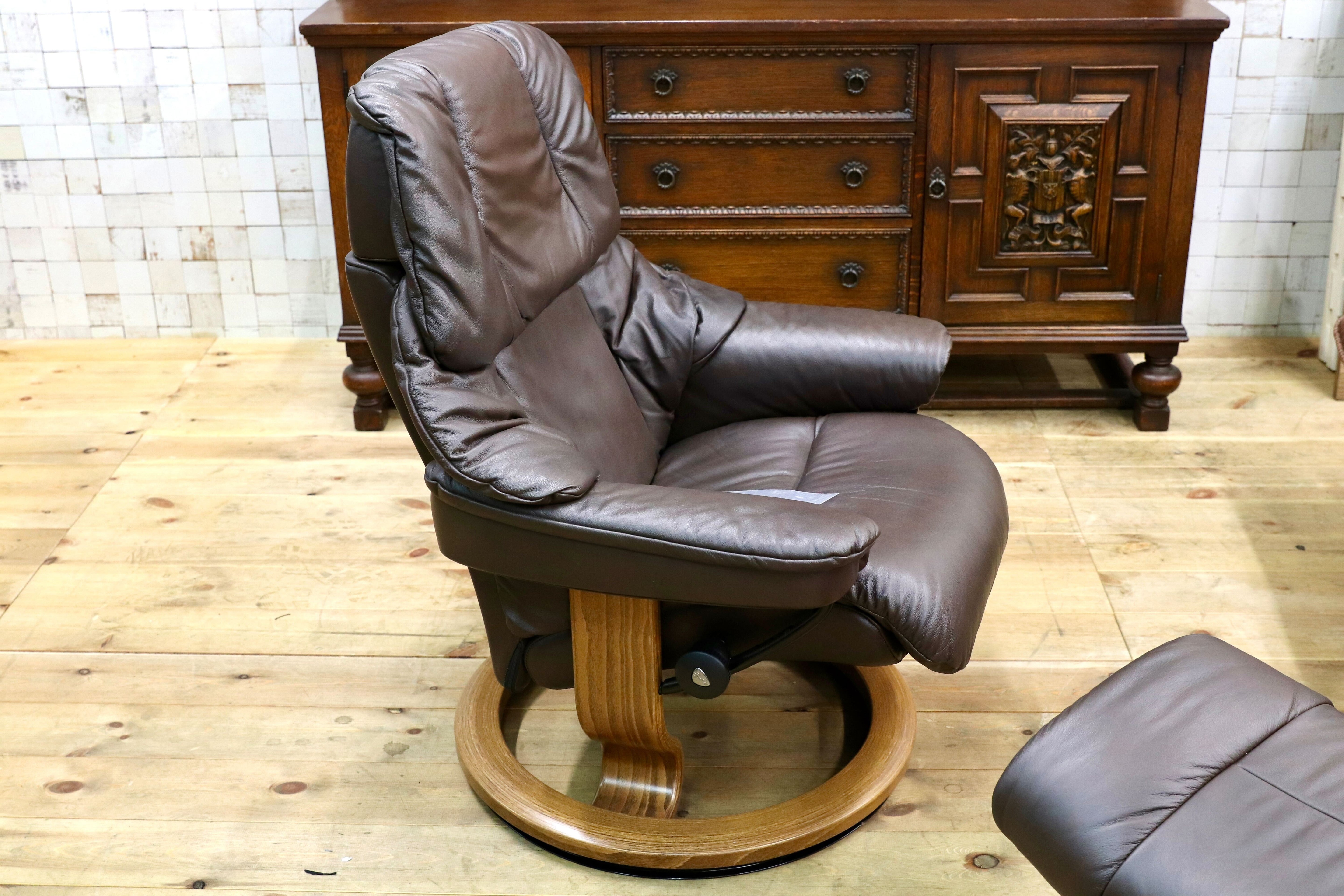 GMIK419B○EKORNES / エコーネス Reno レノ ストレスレスチェア Mサイズ パーソナルチェア オットマン付き 北欧 ノルウェー 定価約45万