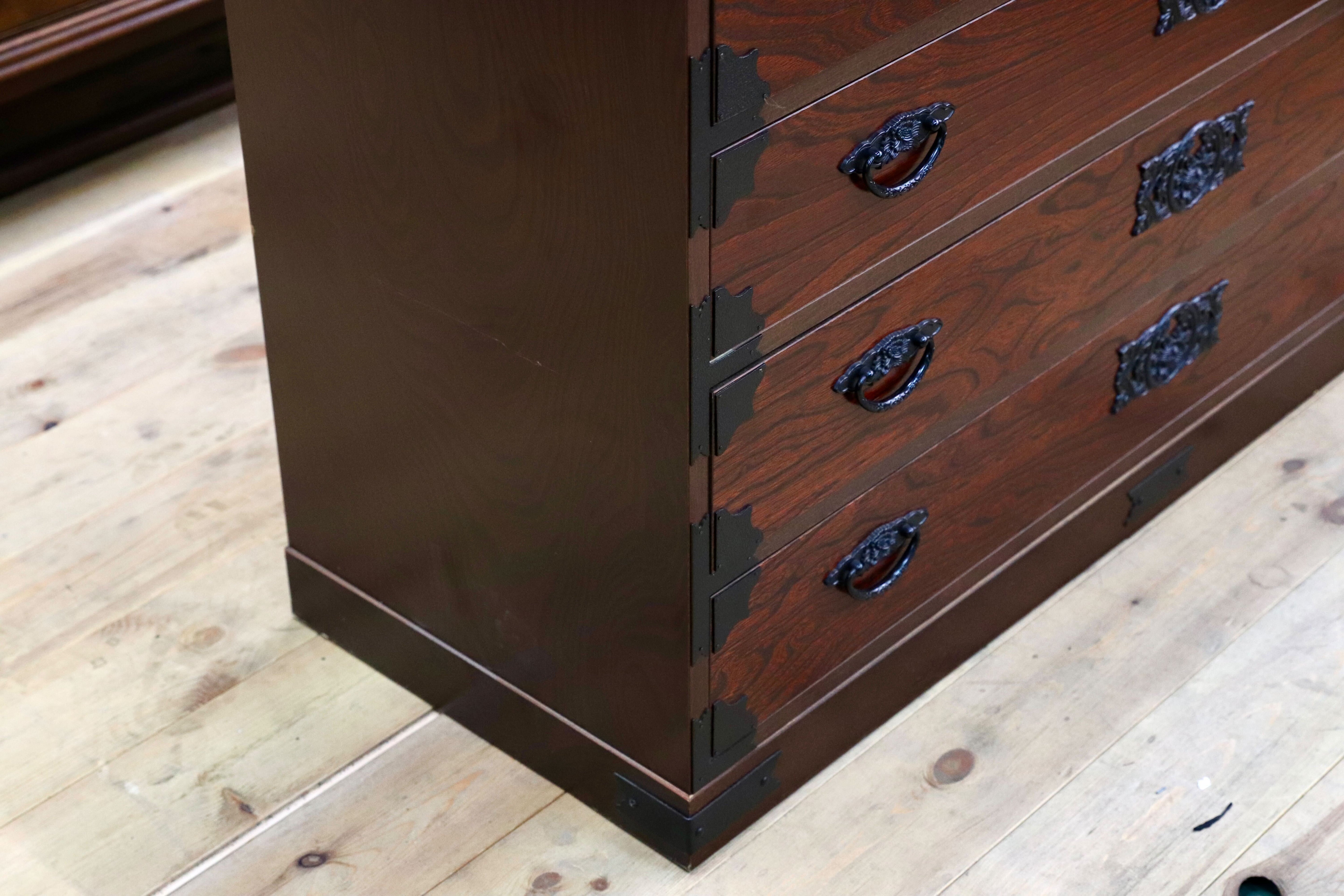 GMIK441A○時代箪笥 整理箪笥 引出し収納家具 和家具 昭和レトロ 和モダン アンティーク 欅材 検)岩谷堂箪笥 青木産業 仙台箪笥