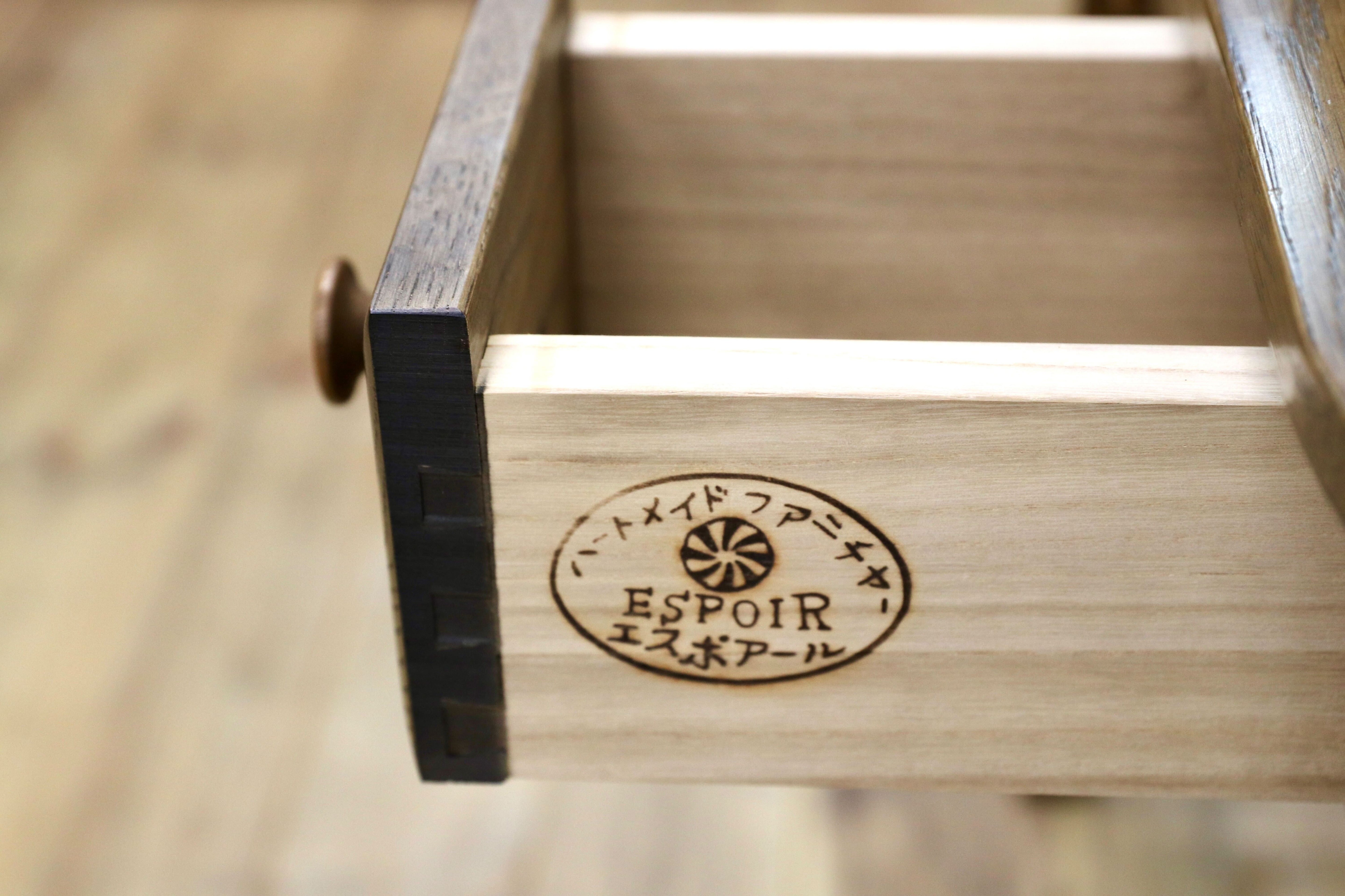 GMIS534○山室家具 ESPOIR エスポアール デスク ドレッサー 作業台 書斎机 置きミラー クラシック 楢材 無垢 旭川家具 レトロ