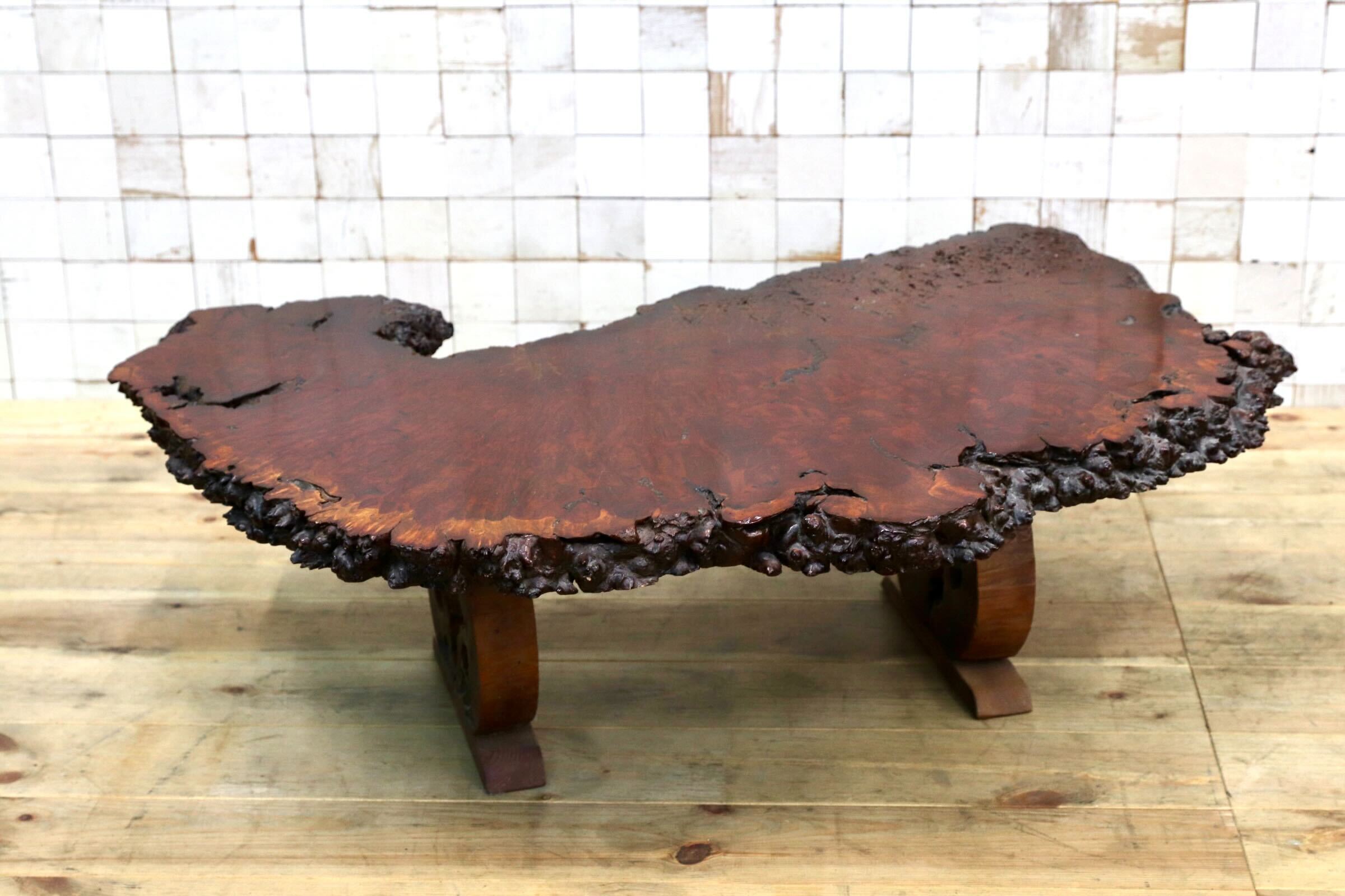 GMIS536○花梨材 座卓 ちゃぶ台 座敷机 ローテーブル サイドテーブル 和家具 和モダン レトロ アンティーク