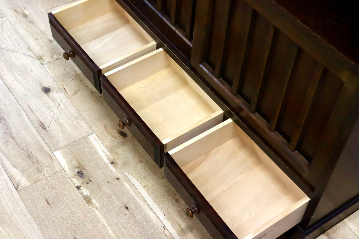 GMJK454◯北海道民芸家具 茶棚 茶箪笥 飾り棚 サイドボード キャビネット 樺材 無垢 和家具 和モダン 和室 座敷 古民家 レトロ 約27万