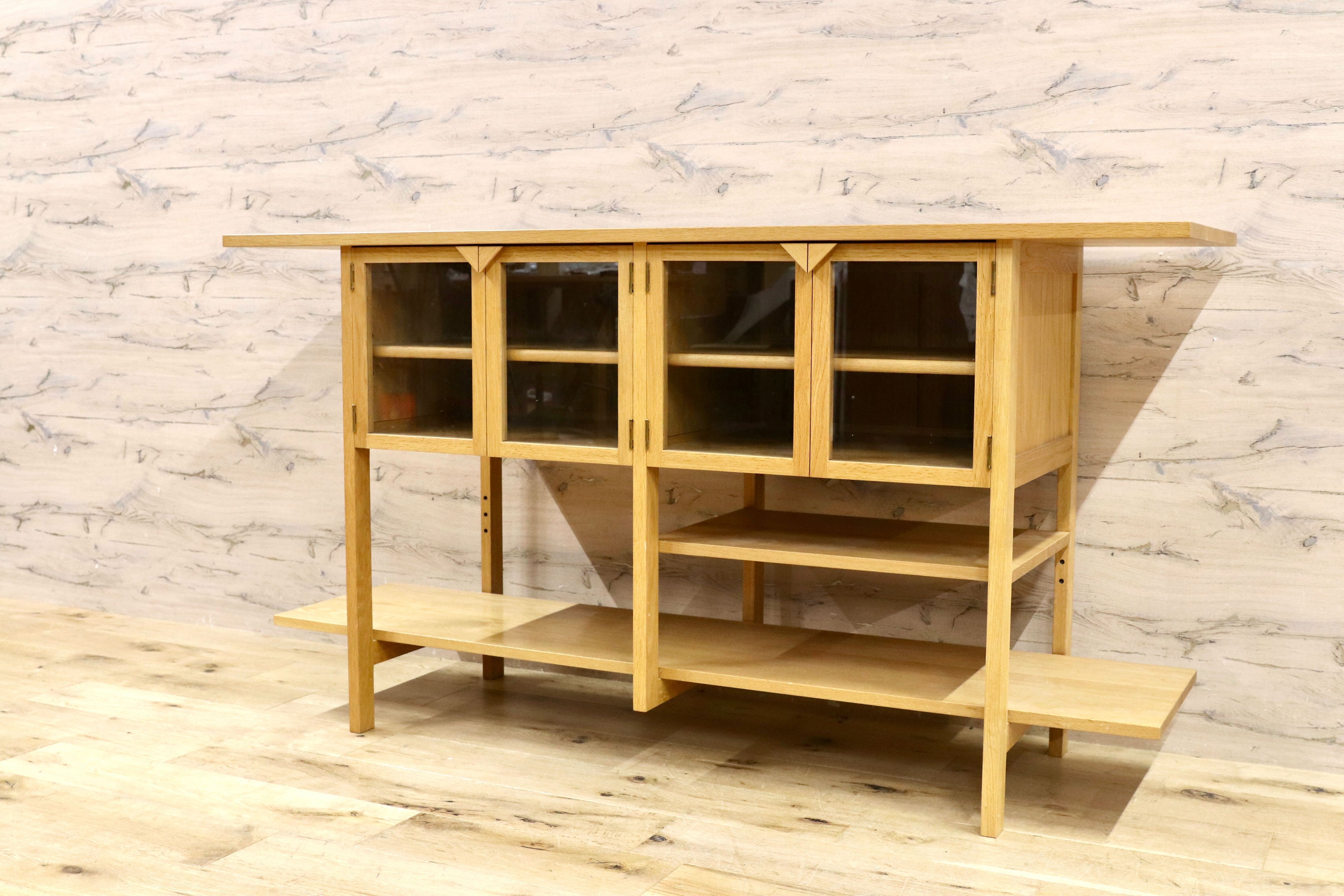 GMHK767○山室家具 LINEA リネア サイドボード リビングボード 楢無垢材 北欧スタイル シェルフ ラック 棚 モデルルーム展示品