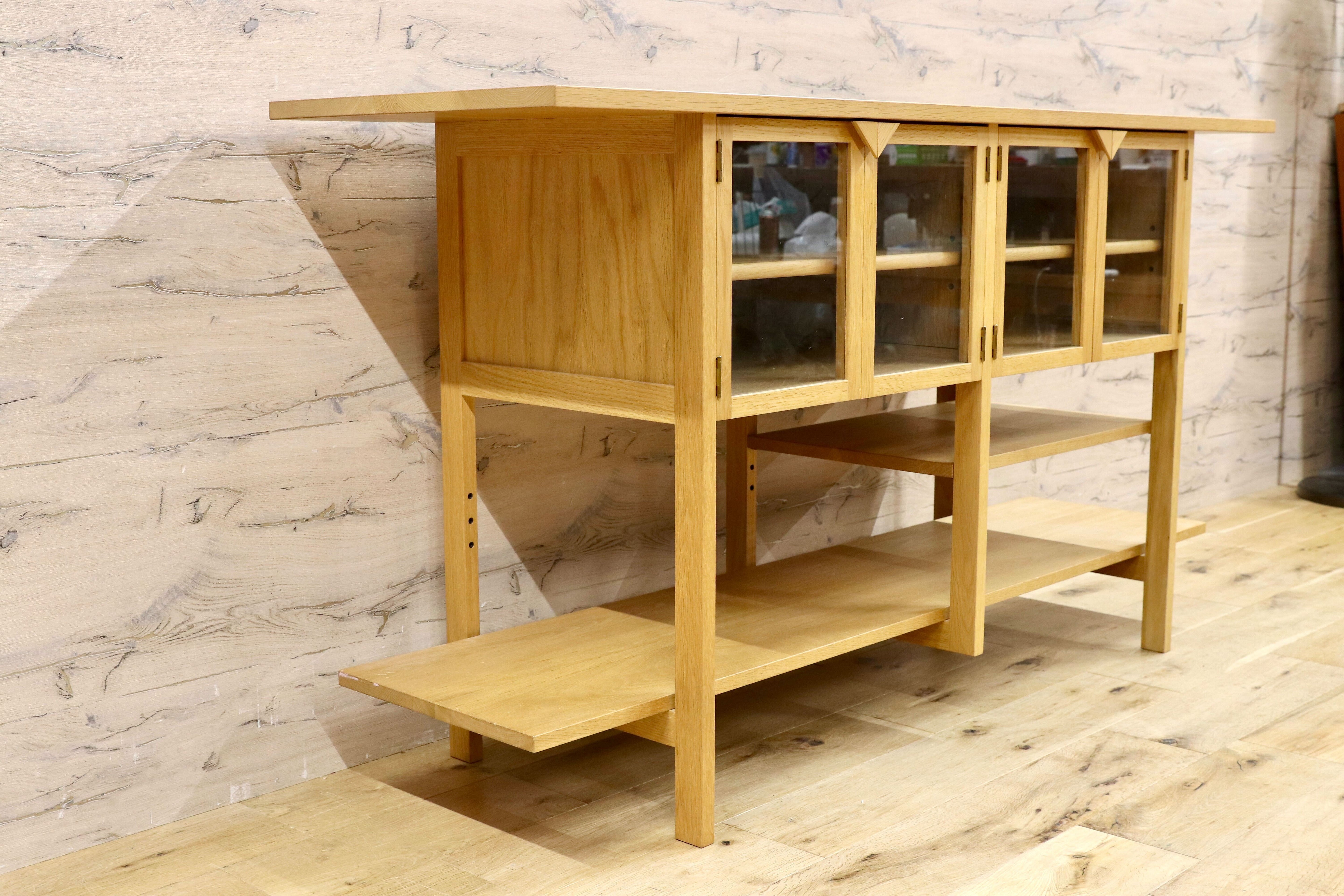 GMHK767○山室家具 LINEA リネア サイドボード リビングボード 楢無垢材 北欧スタイル シェルフ ラック 棚 モデルルーム展示品