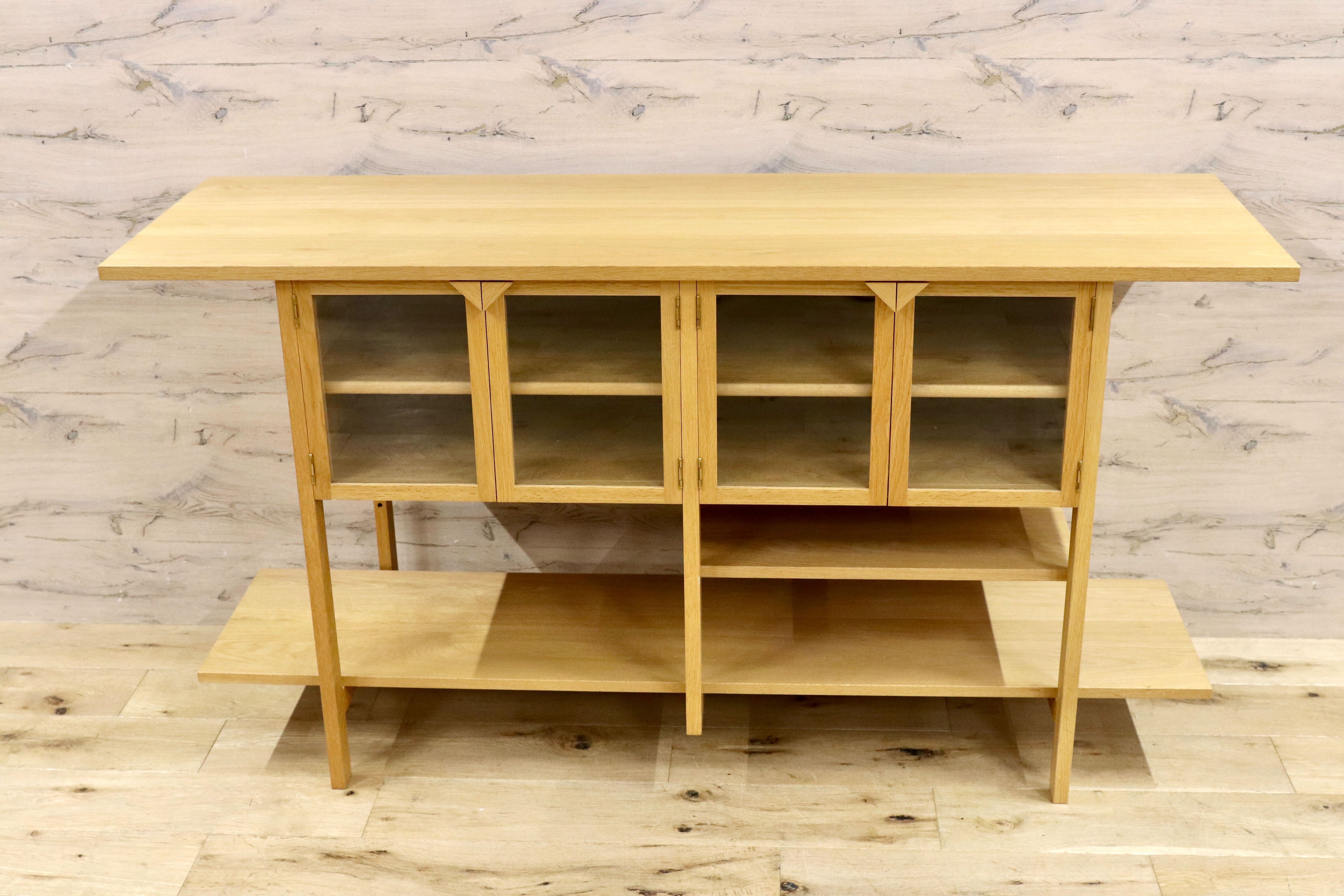 GMHK767○山室家具 LINEA リネア サイドボード リビングボード 楢無垢材 北欧スタイル シェルフ ラック 棚 モデルルーム展示品