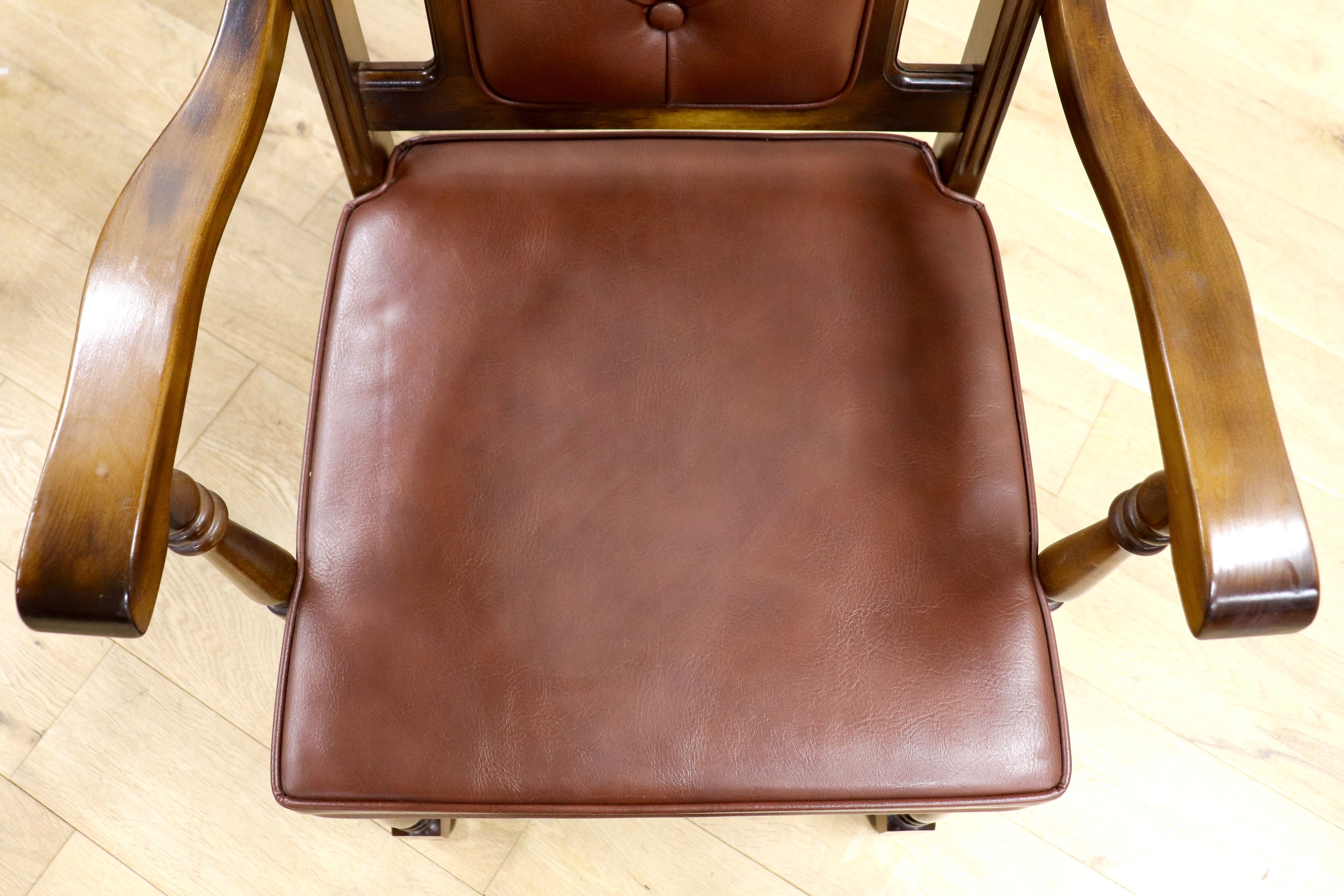 GMIH341A○karimoku / カリモク ダイニングチェア 2脚セット アームチェア 椅子 レザー ヴィンテージ アンティーク オールドカリモク