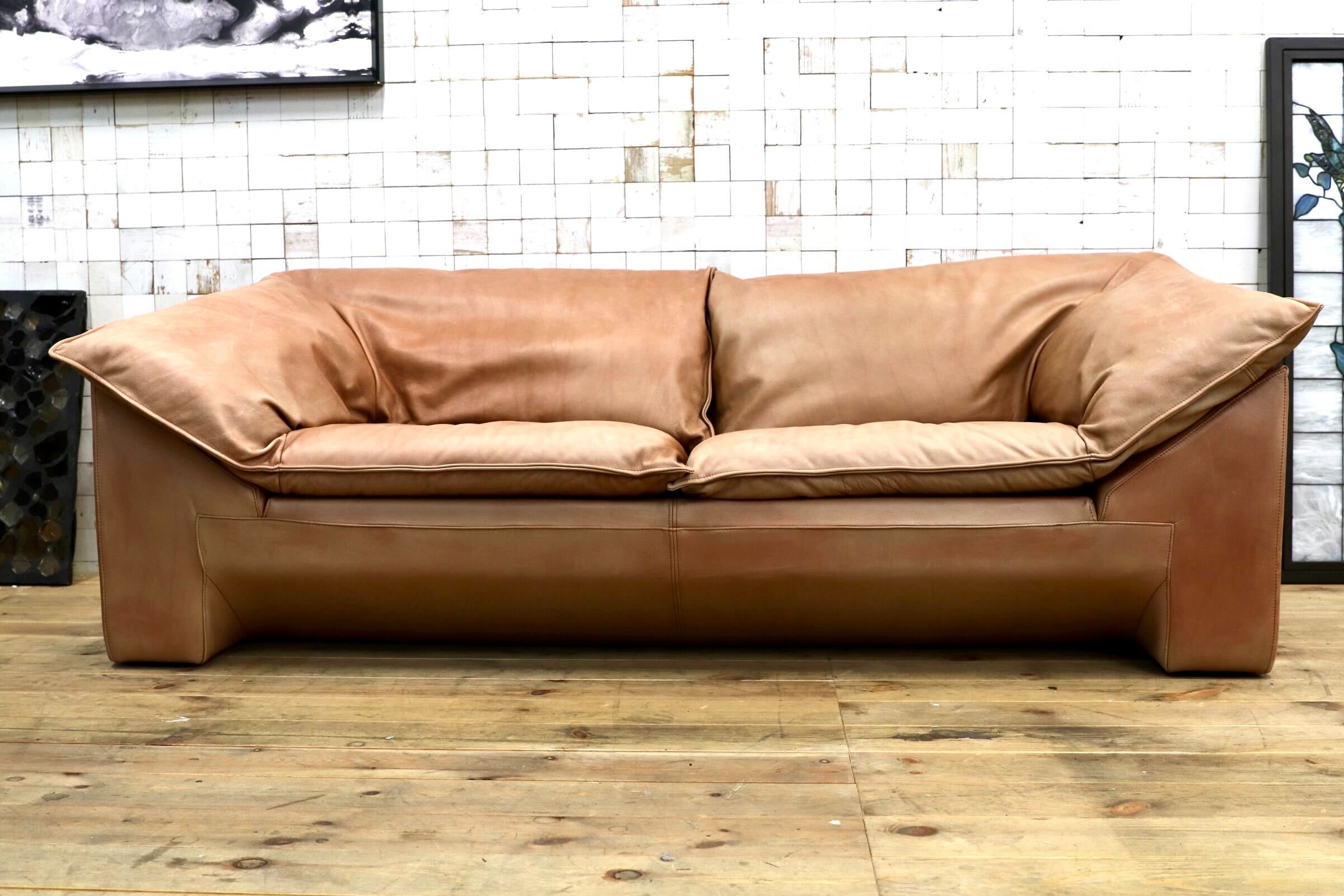 GMIS533○eilersen / アイラーセン 北欧 デンマーク 最高級 3人掛けソファ トリプルソファ ヴィンテージ レザー 総本革 定価約130万