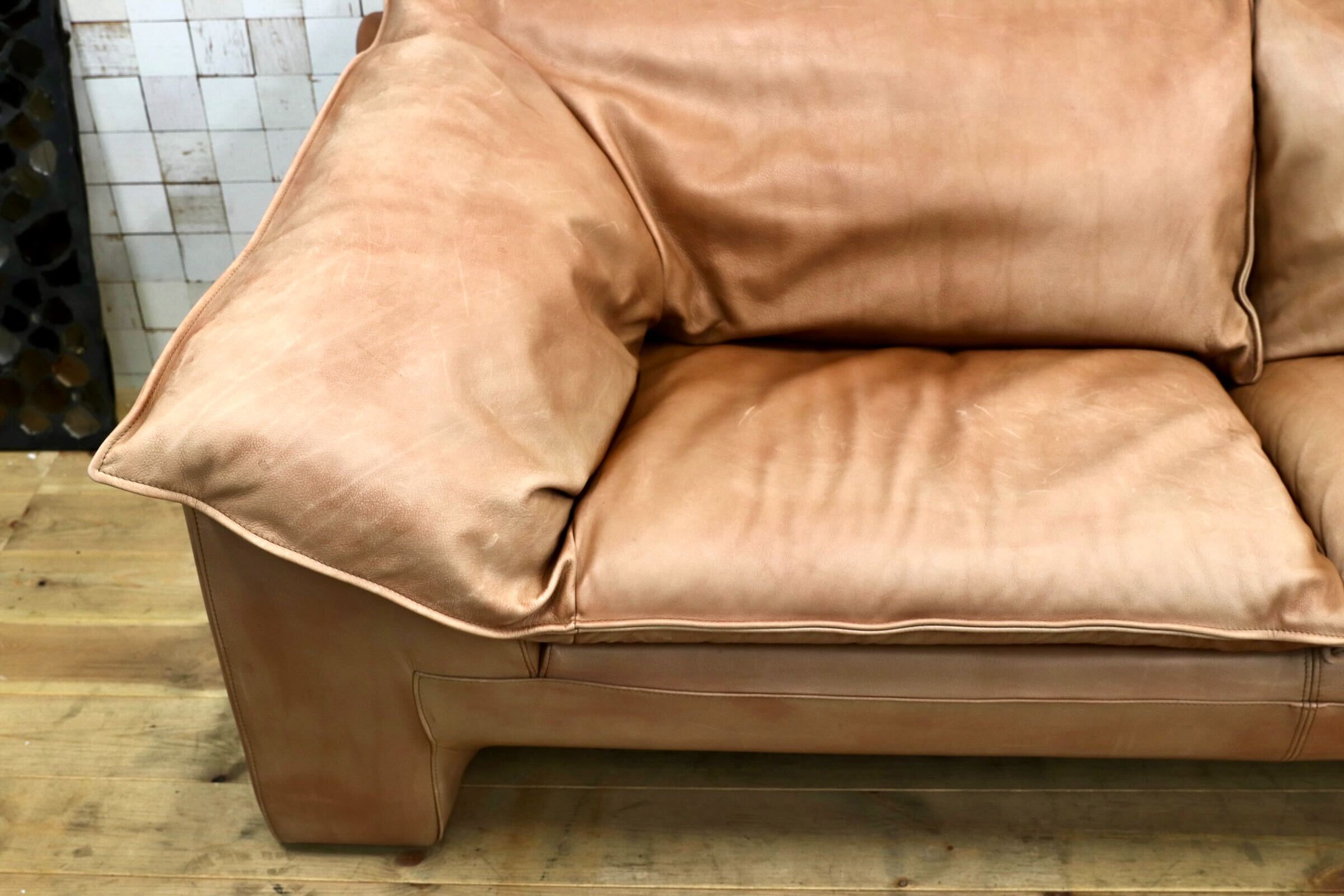 GMIS533○eilersen / アイラーセン 北欧 デンマーク 最高級 3人掛けソファ トリプルソファ ヴィンテージ レザー 総本革 定価約130万