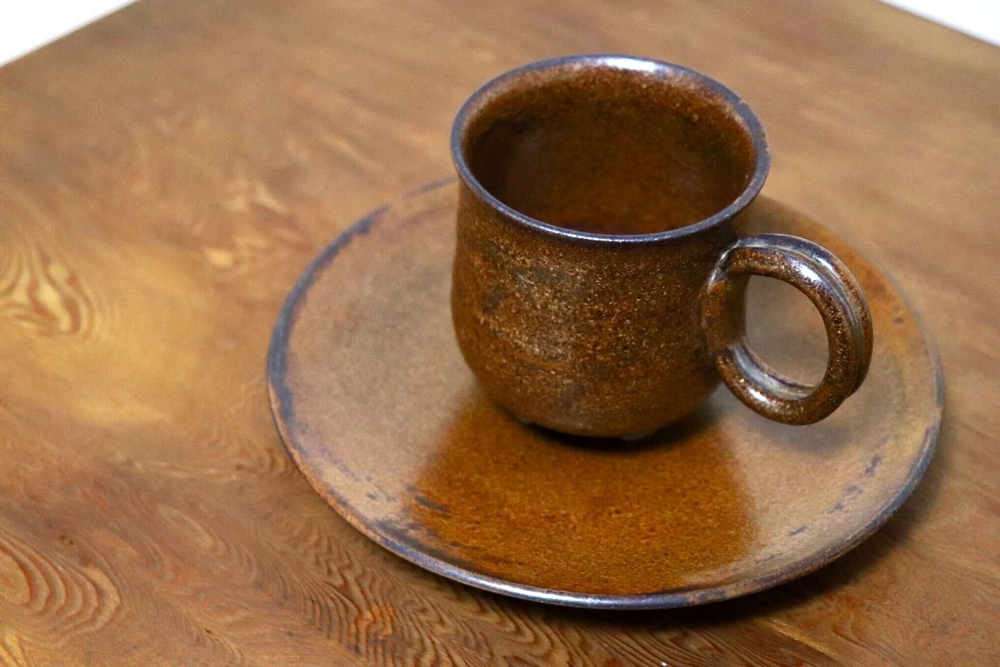 GMIO466A○千代市陶房 清水千代市 丹波焼 コーヒー椀皿 陶器 丹波篠山 伝統工芸 未使用