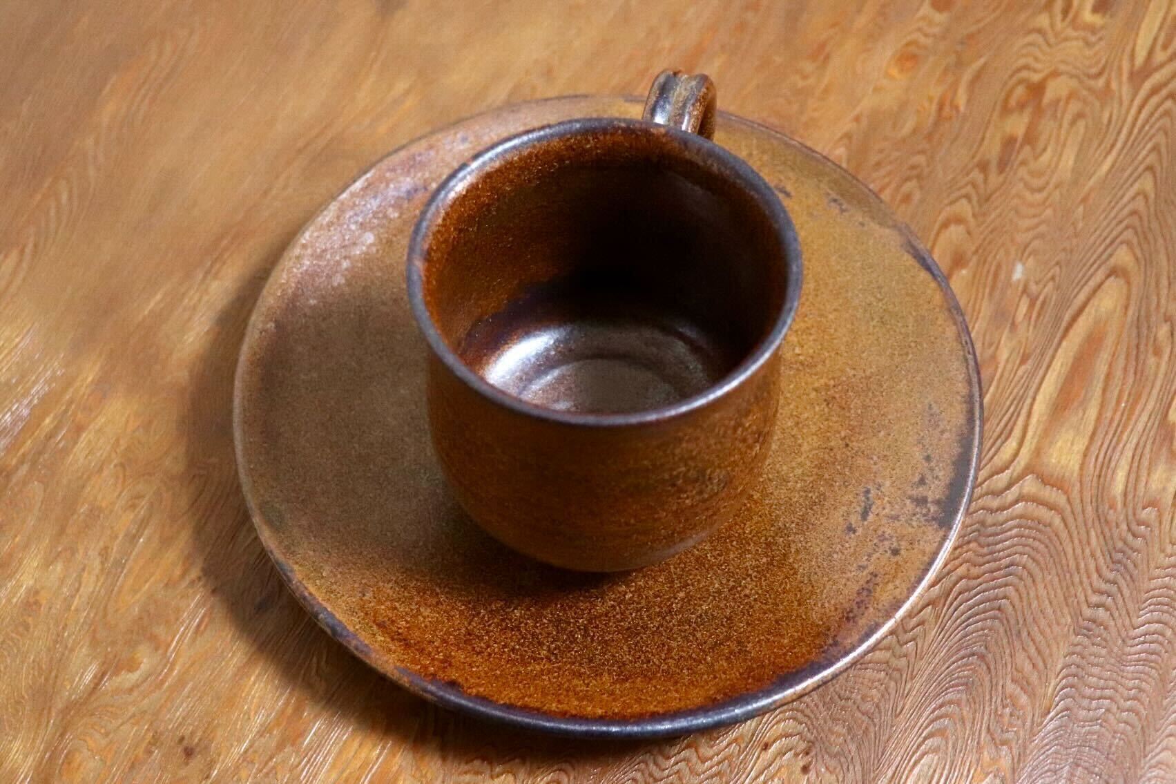 GMIO466A○千代市陶房 清水千代市 丹波焼 コーヒー椀皿 陶器 丹波篠山 伝統工芸 未使用