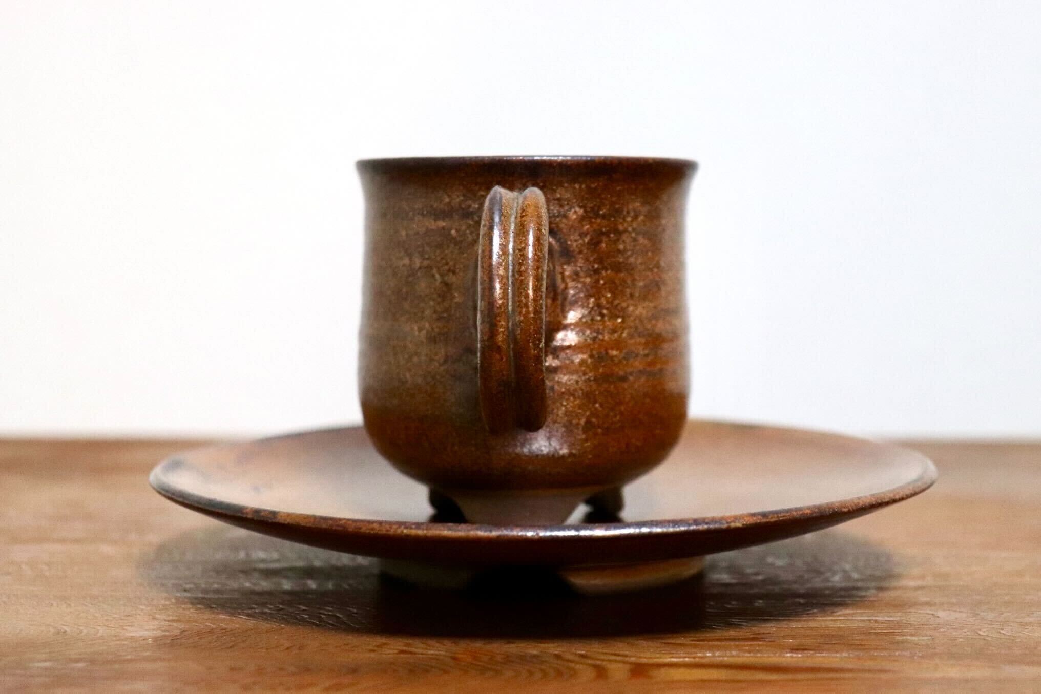 GMIO466A○千代市陶房 清水千代市 丹波焼 コーヒー椀皿 陶器 丹波篠山 伝統工芸 未使用