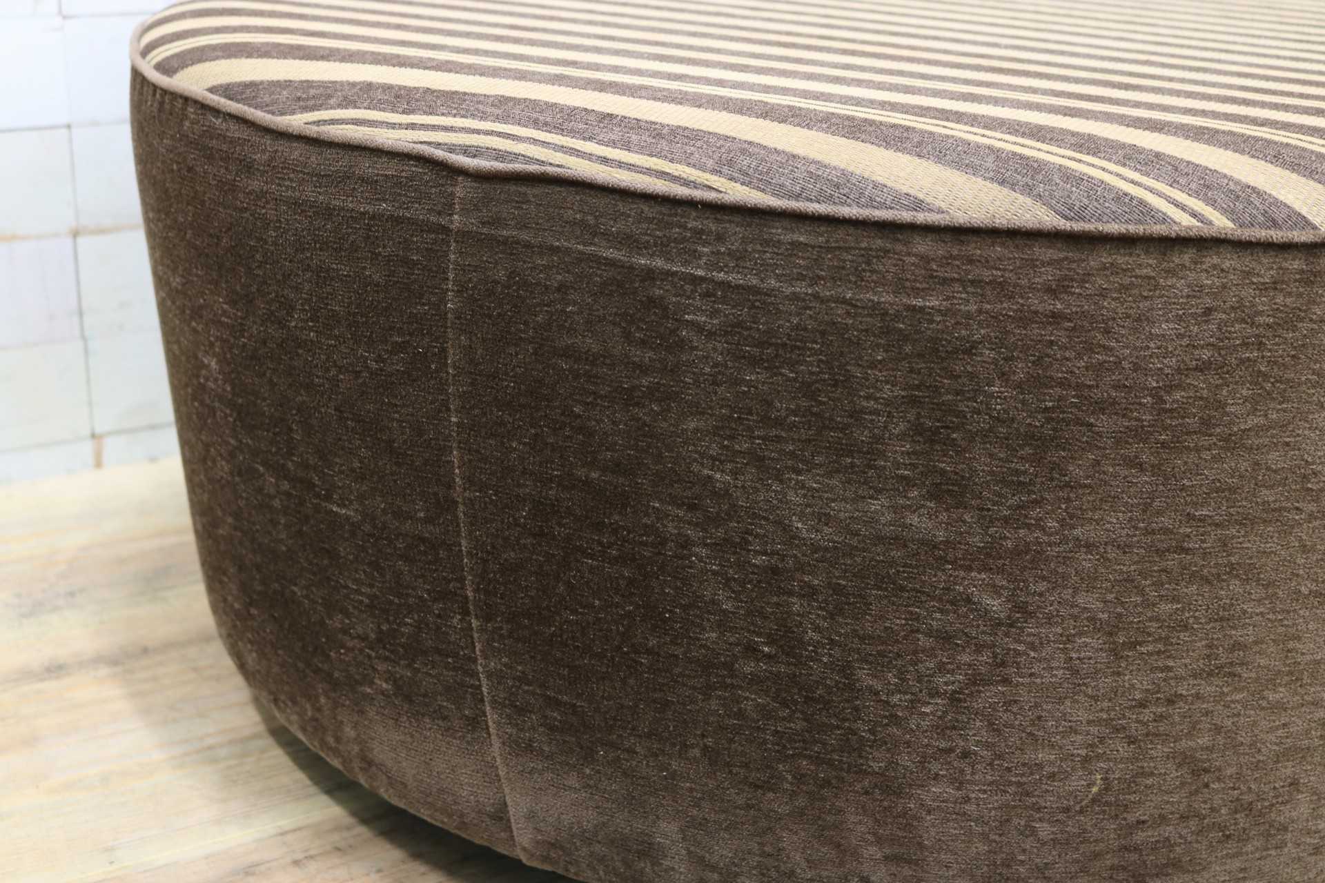 GMIK707○ラウンドスツール 腰掛け 椅子 ファブリック ストライプ ブラウン 北欧スタイル 展示品