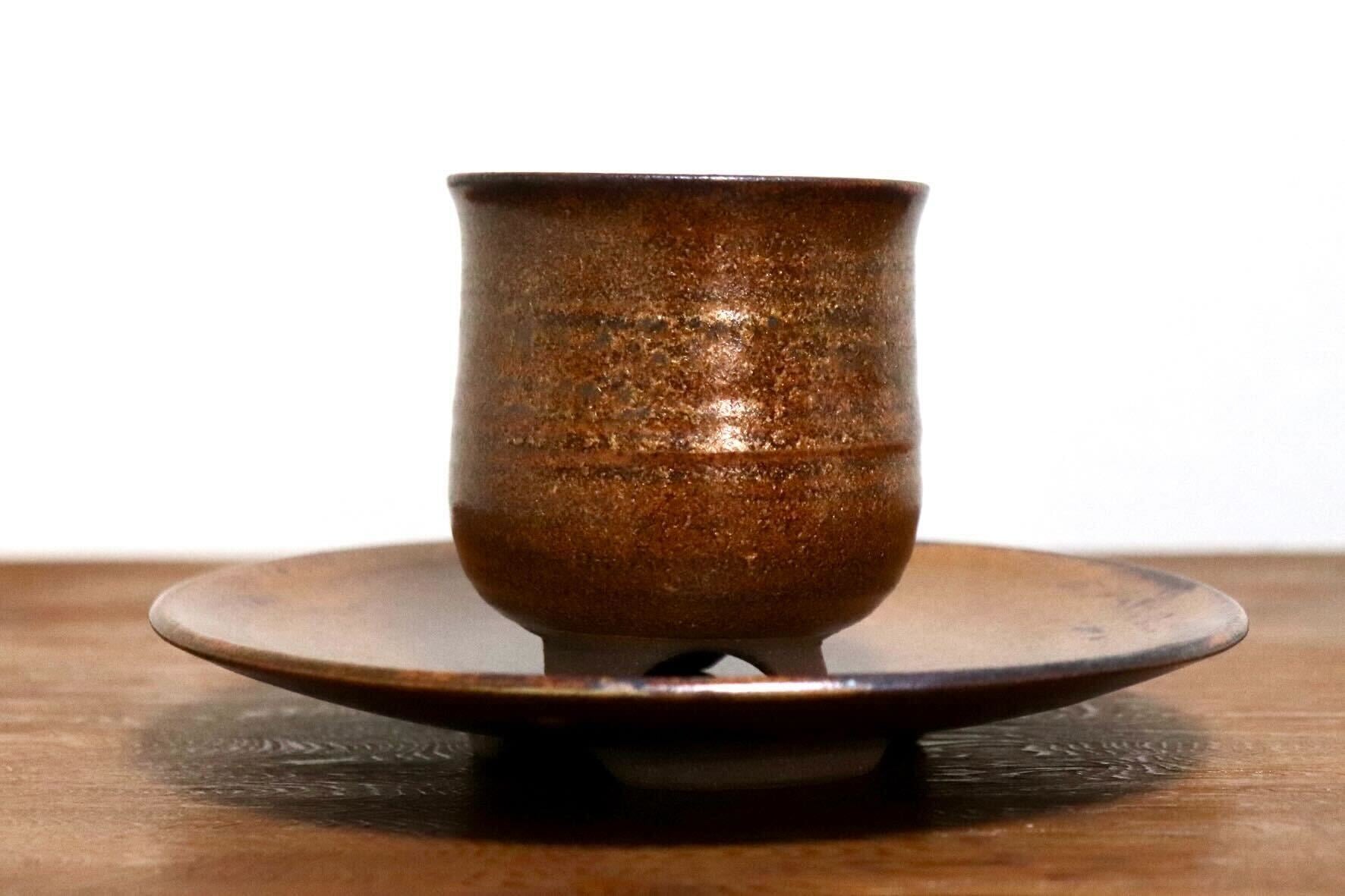 GMIO466A○千代市陶房 清水千代市 丹波焼 コーヒー椀皿 陶器 丹波篠山 伝統工芸 未使用
