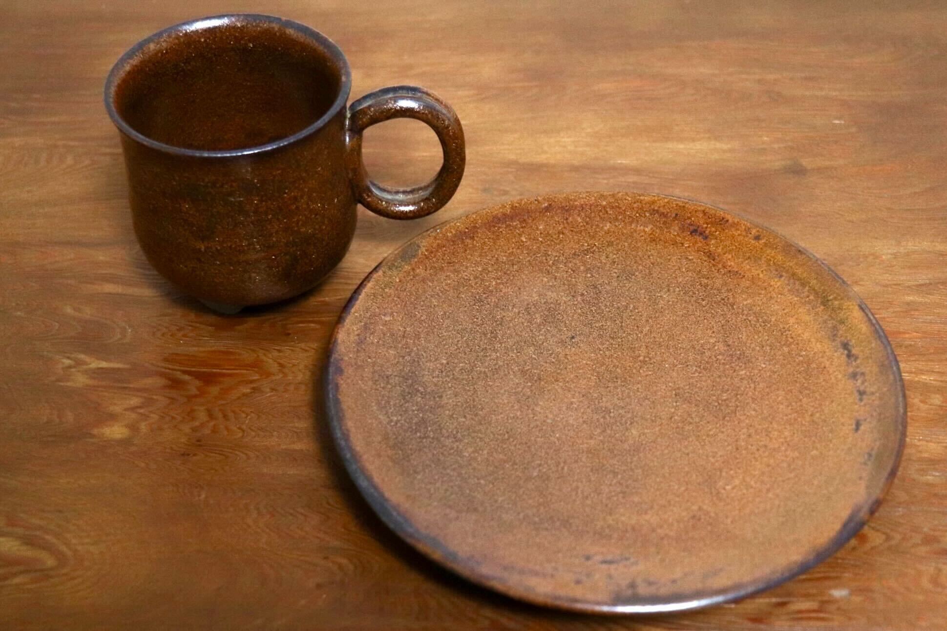 GMIO466A○千代市陶房 清水千代市 丹波焼 コーヒー椀皿 陶器 丹波篠山 伝統工芸 未使用