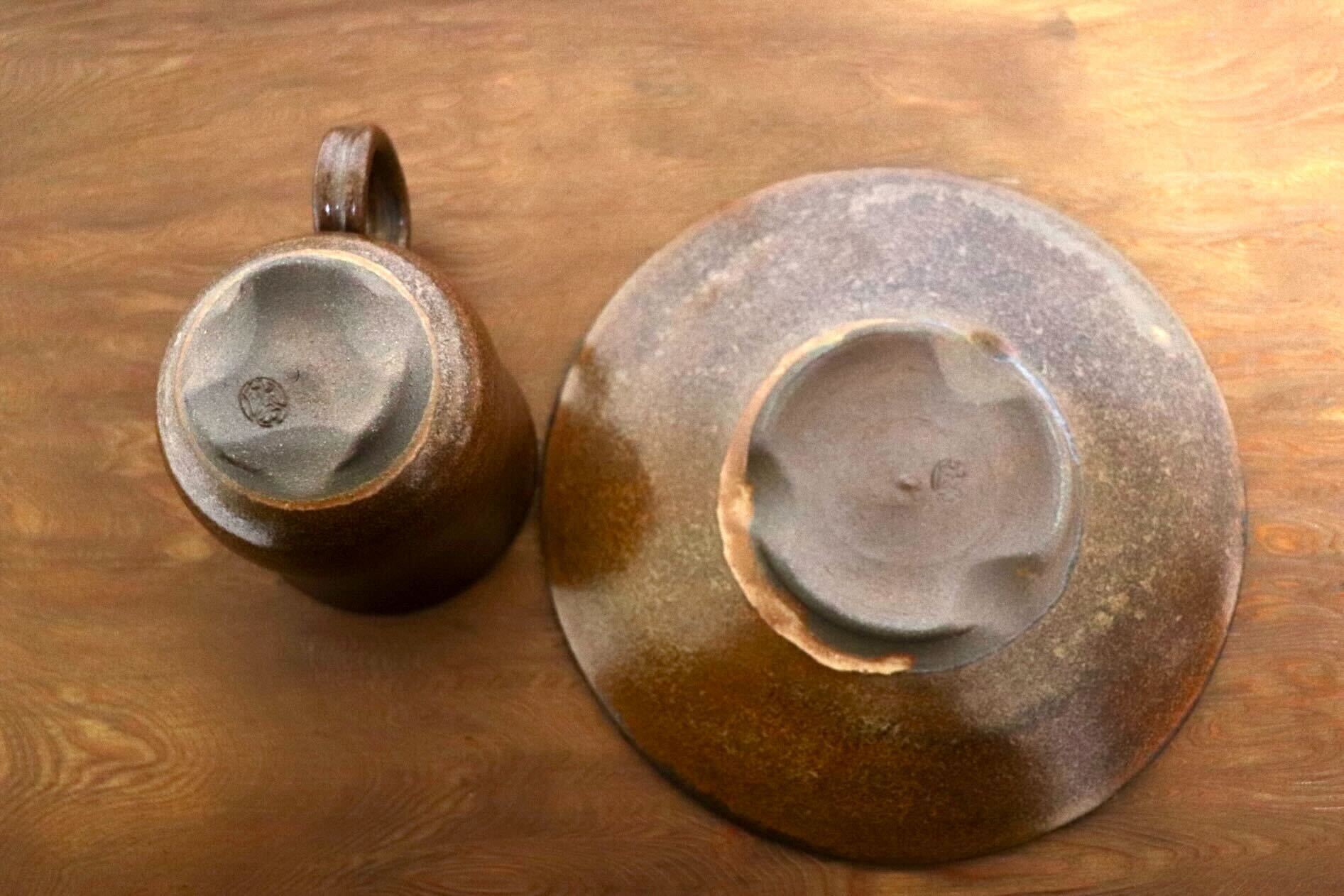 GMIO466A○千代市陶房 清水千代市 丹波焼 コーヒー椀皿 陶器 丹波篠山 伝統工芸 未使用