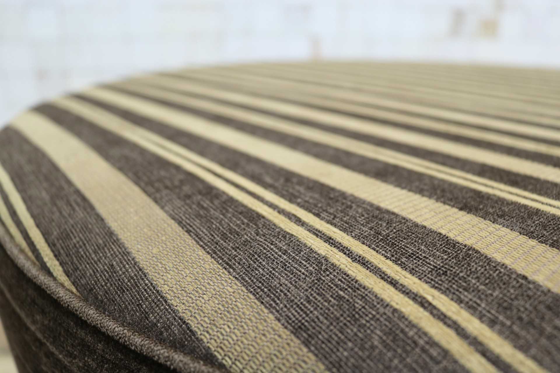 GMIK707○ラウンドスツール 腰掛け 椅子 ファブリック ストライプ ブラウン 北欧スタイル 展示品