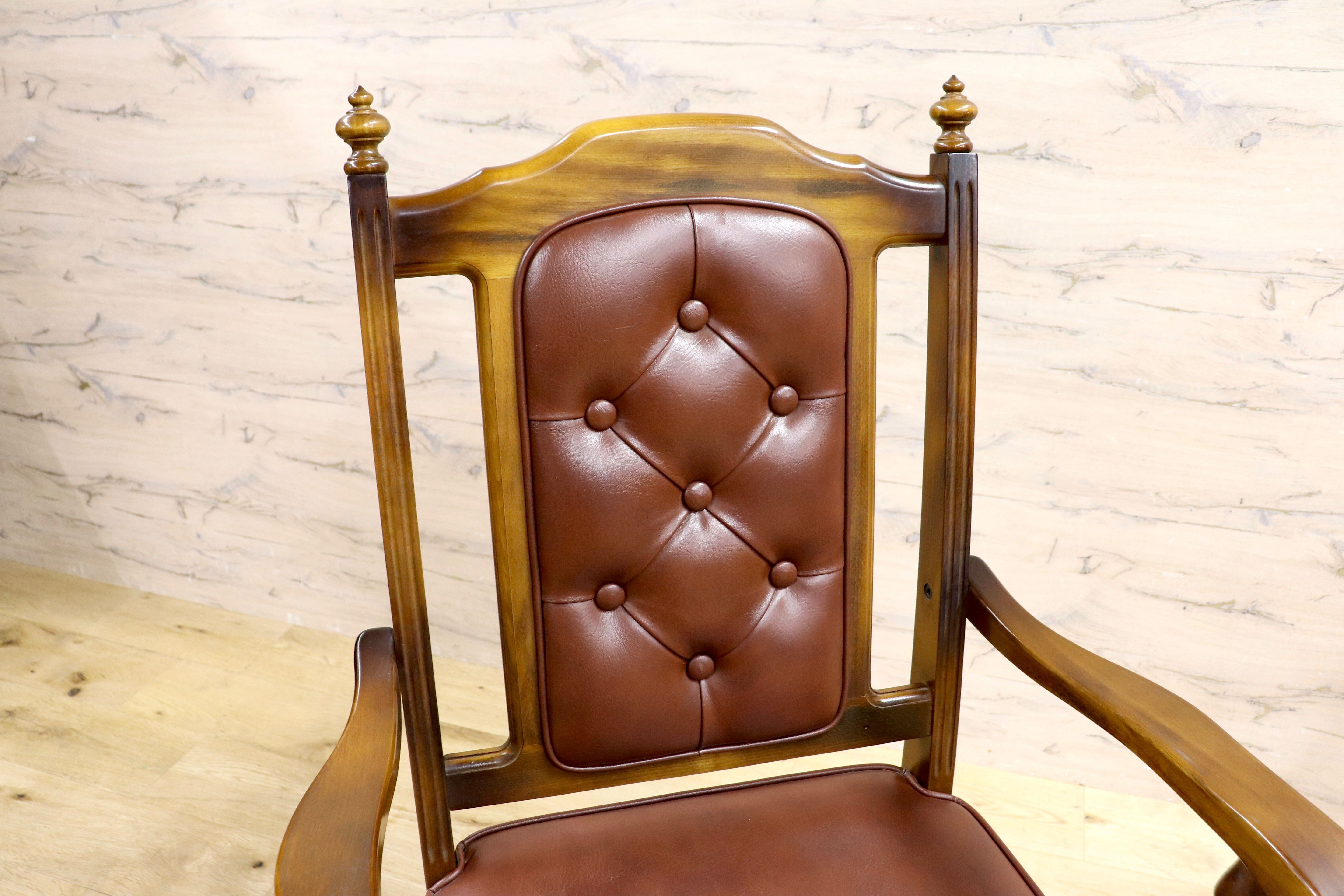 GMIH341B○karimoku / カリモク ダイニングチェア 2脚セット アームチェア 椅子 レザー ヴィンテージ アンティーク オールドカリモク