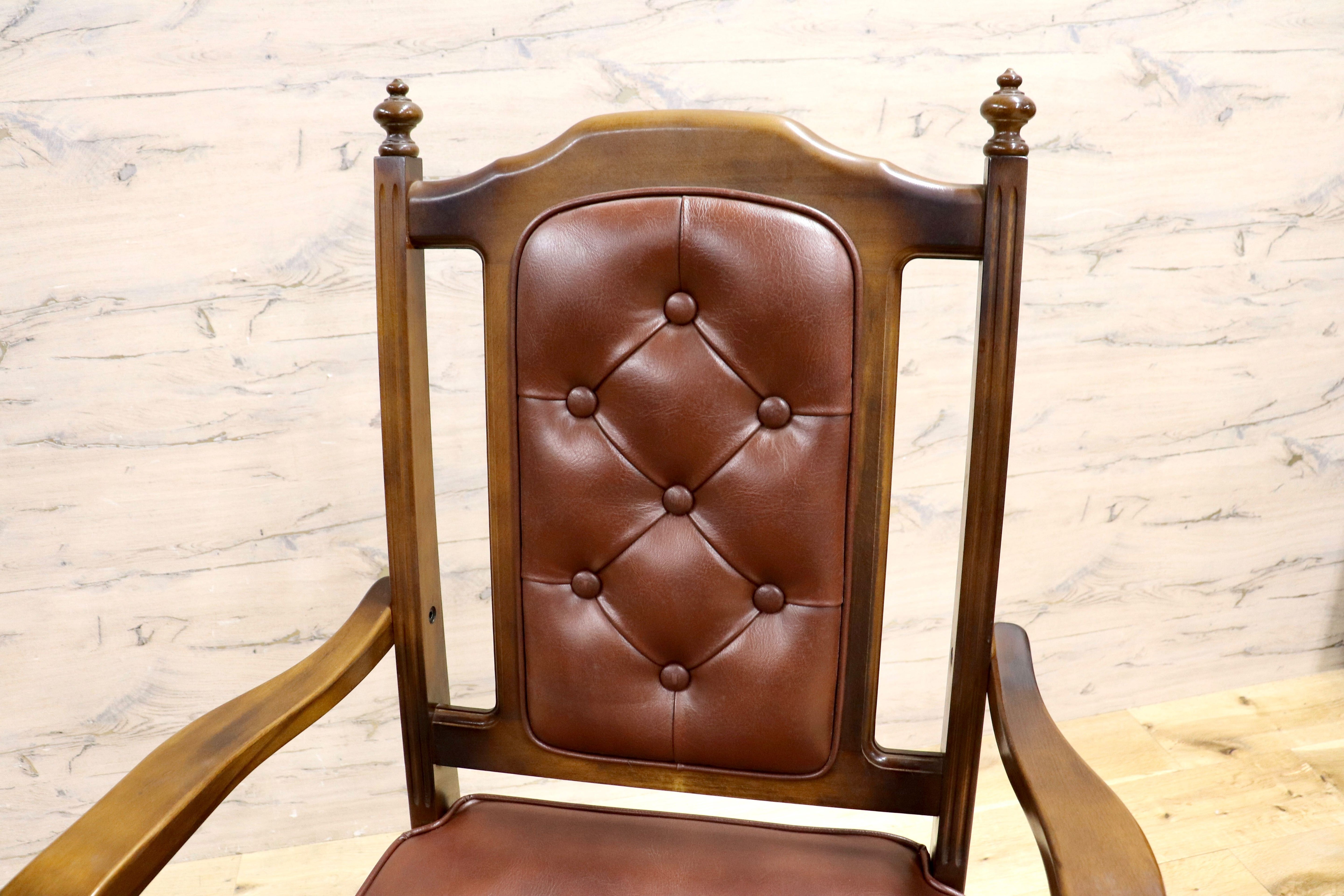 GMIH341B○karimoku / カリモク ダイニングチェア 2脚セット アームチェア 椅子 レザー ヴィンテージ アンティーク オールドカリモク