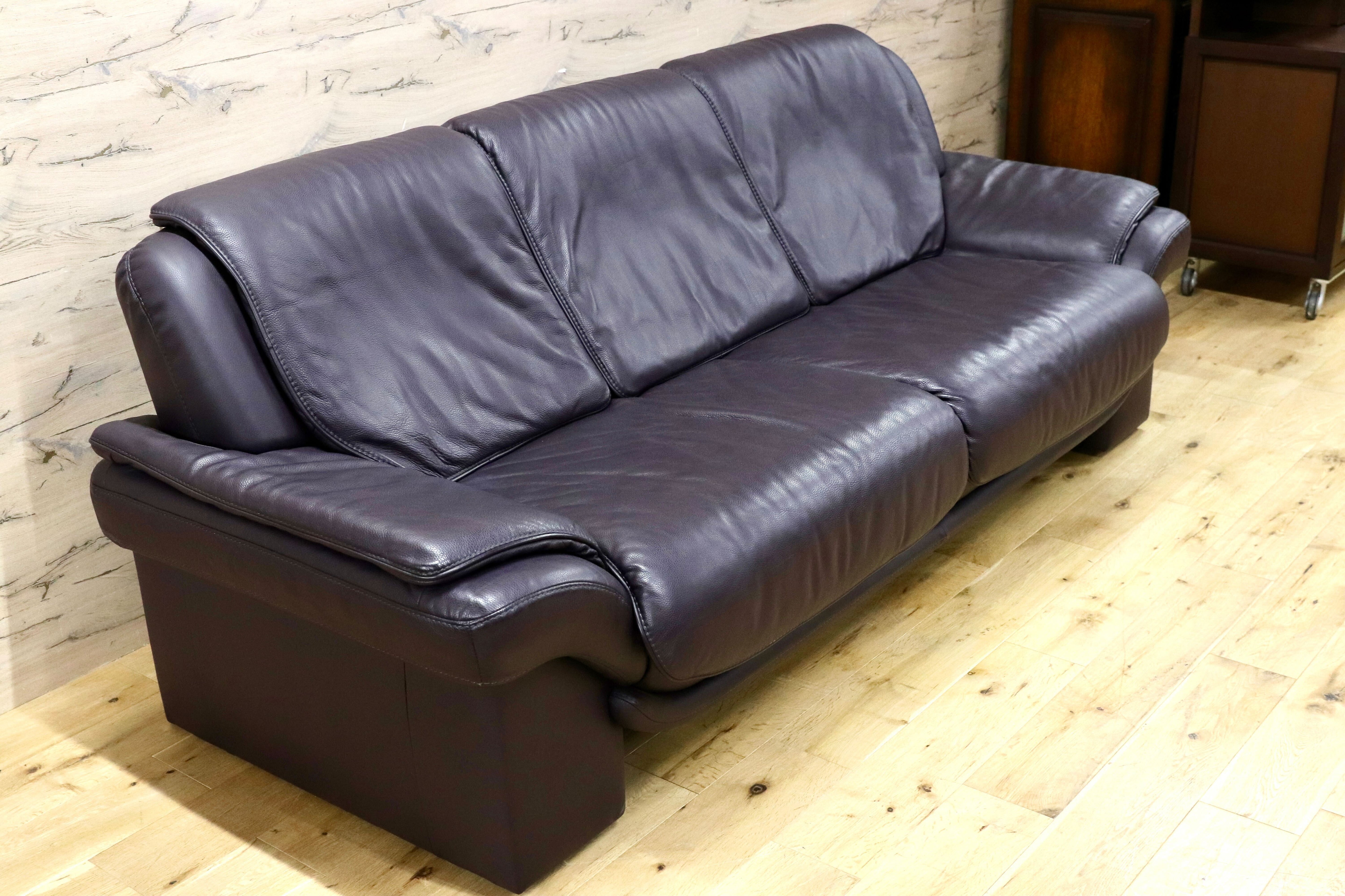 GMIK905C○himolla / ヒモラ パシフィック 3人掛けソファ トリプルソファ 総本革 ダークブラウン ドイツ IDC大塚家具 定価約80万 ※訳あり