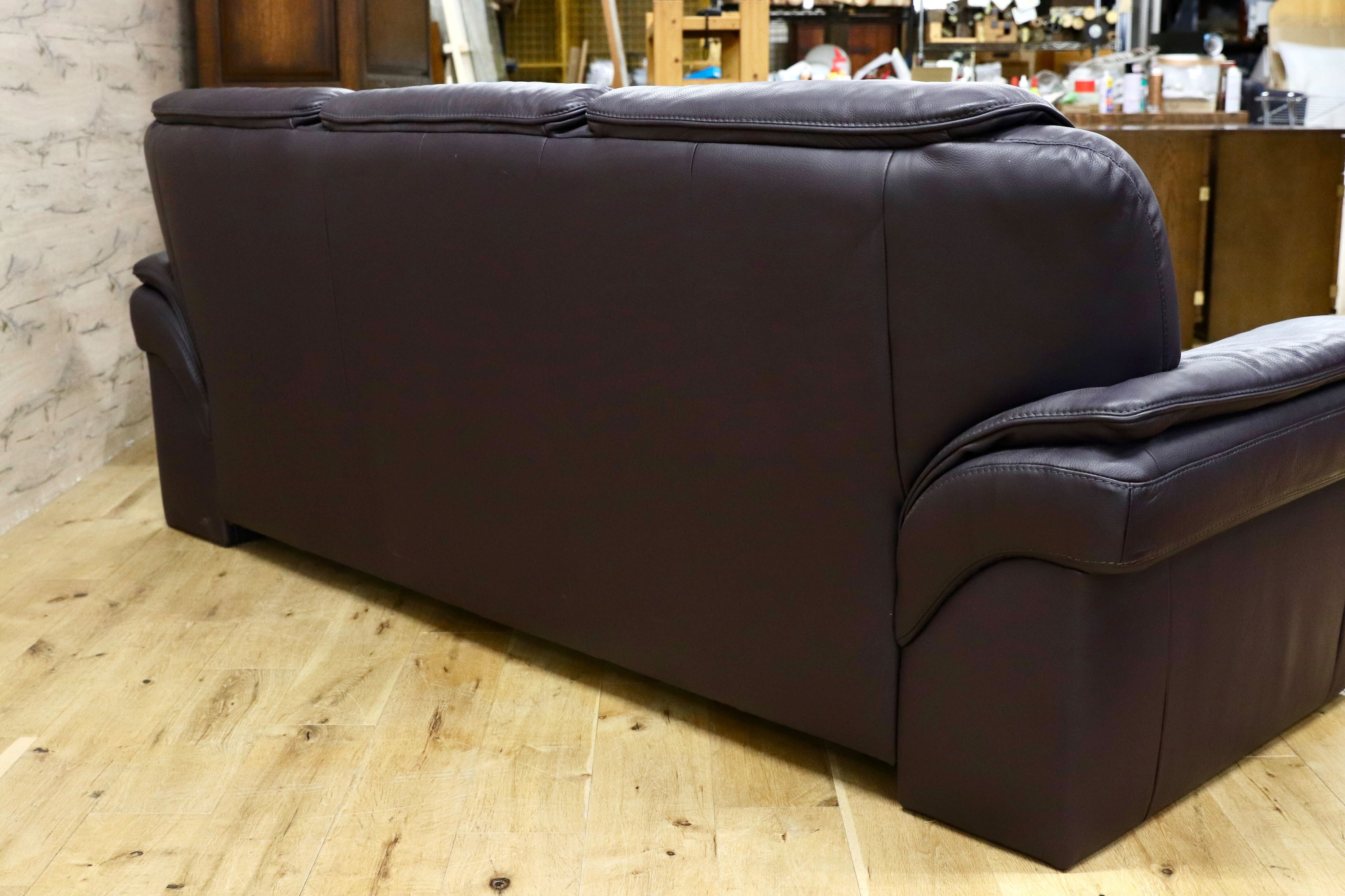 GMIK905C○himolla / ヒモラ パシフィック 3人掛けソファ トリプルソファ 総本革 ダークブラウン ドイツ IDC大塚家具 定価約80万 ※訳あり