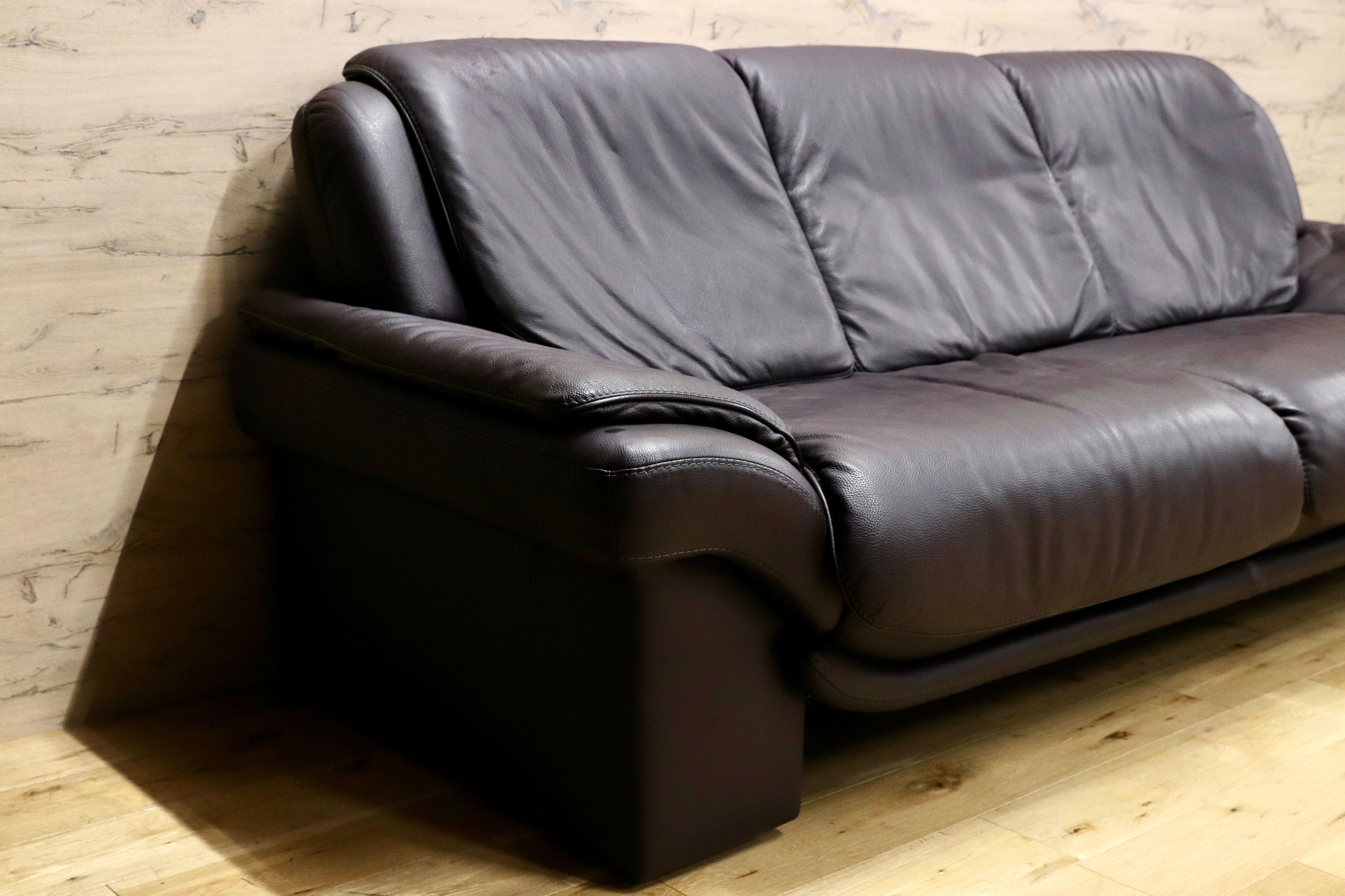 GMIK905B○himolla / ヒモラ パシフィック 3人掛けソファ トリプルソファ 総本革 ダークブラウン ドイツ IDC大塚家具 最高級 定価約80万