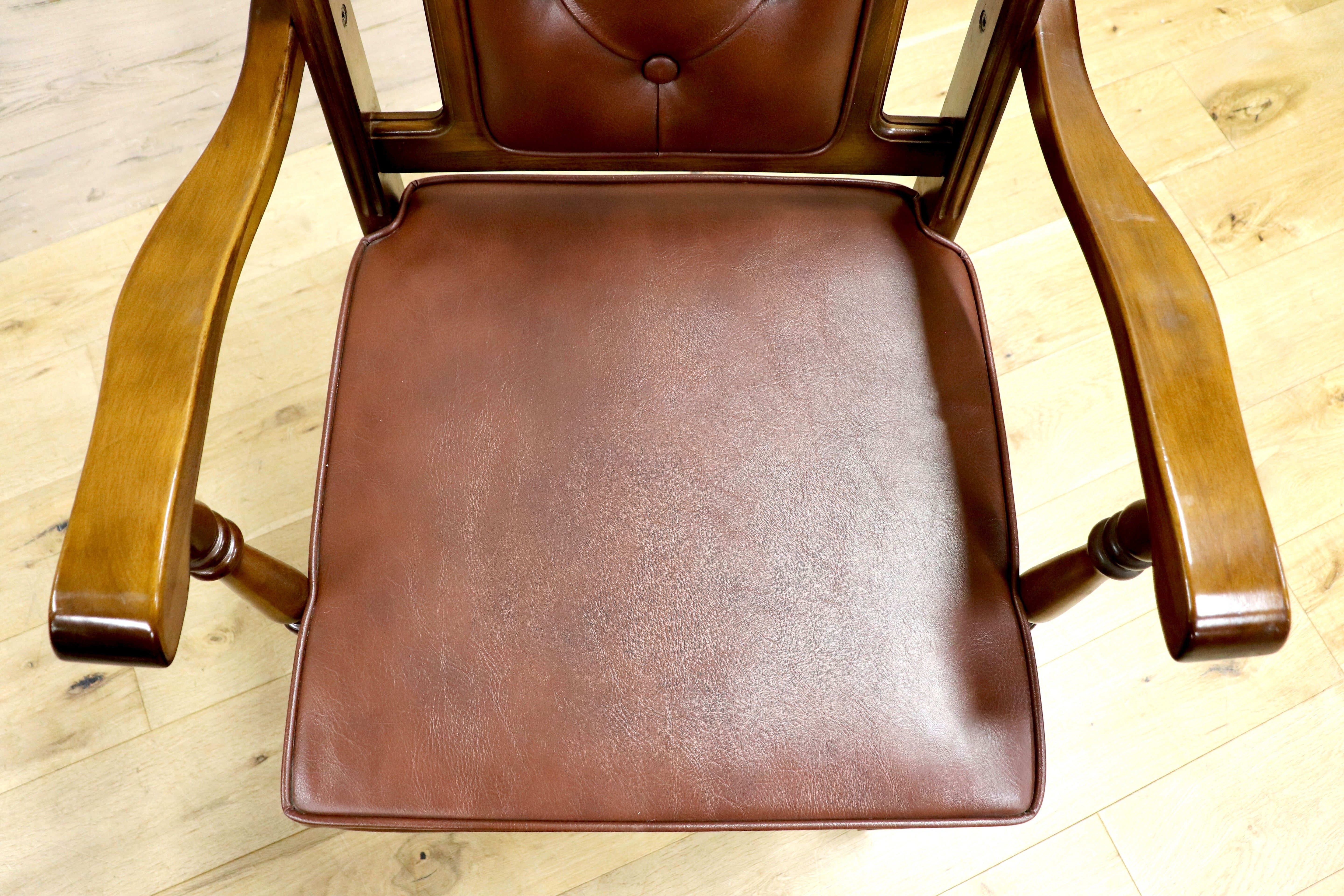 GMIH341C○karimoku / カリモク ダイニングチェア 2脚セット アームチェア 椅子 レザー ヴィンテージ アンティーク オールドカリモク