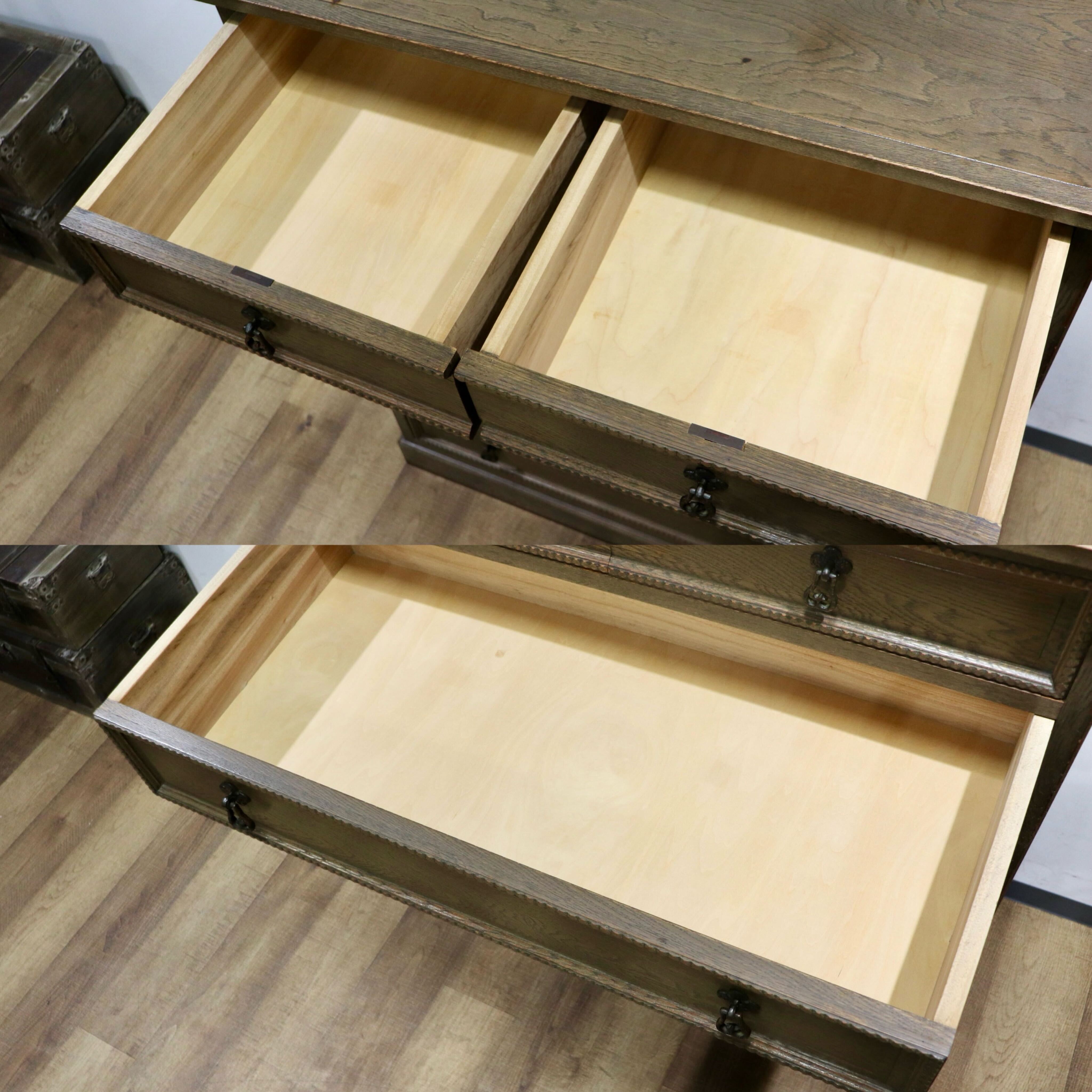 GMHK615○神戸家具 洋家具 6段チェスト 整理タンス 収納家具 彫刻 オーク材 クラシカル 和製ヴィンテージ アンティーク 検)永田良介