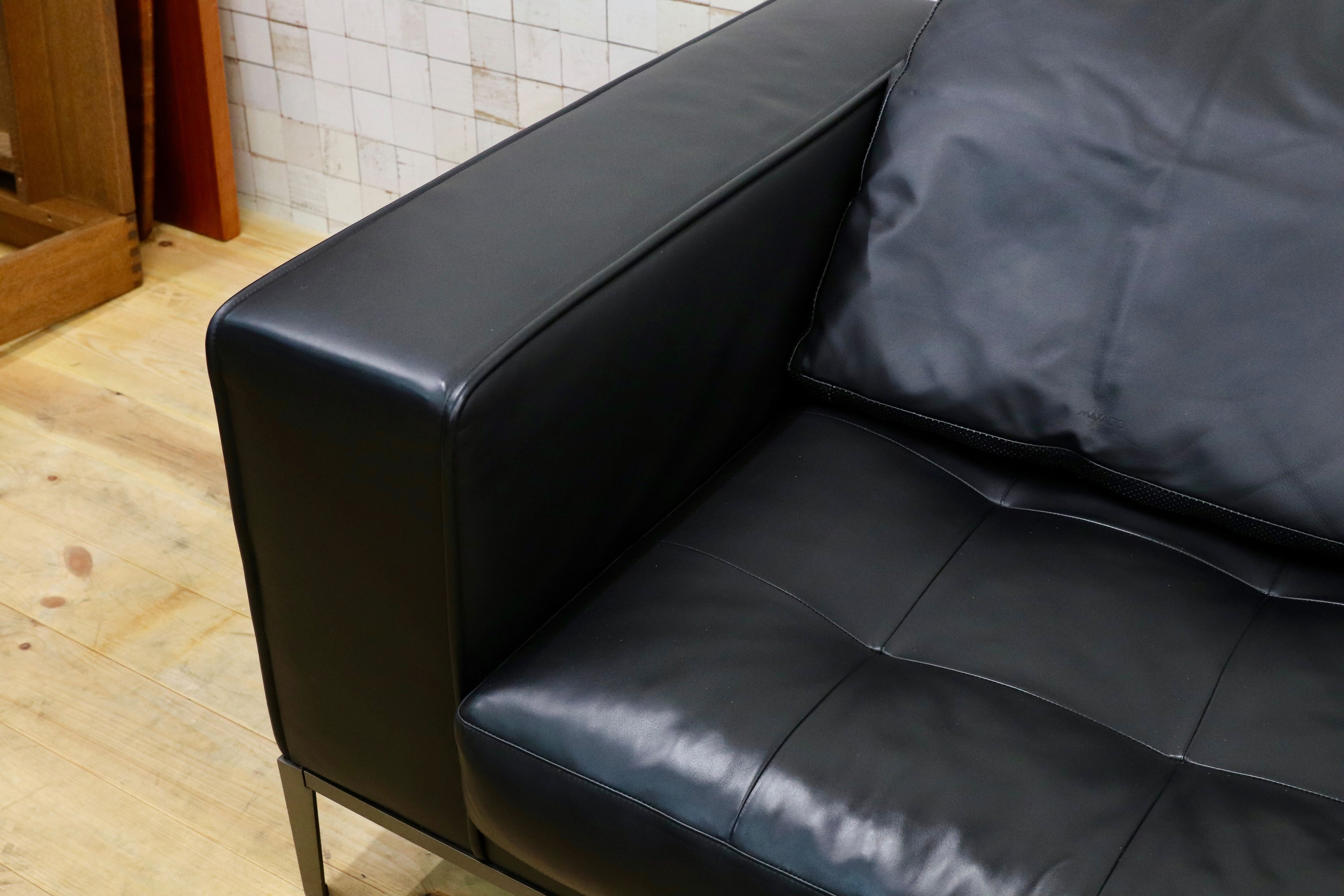 GMHK802○B&B ITALIA MAXALTO Simpliciter 3人掛けソファ 長椅子 本革 ブラック アントニオ・チッテリオ 最高級 検)cassina arflex