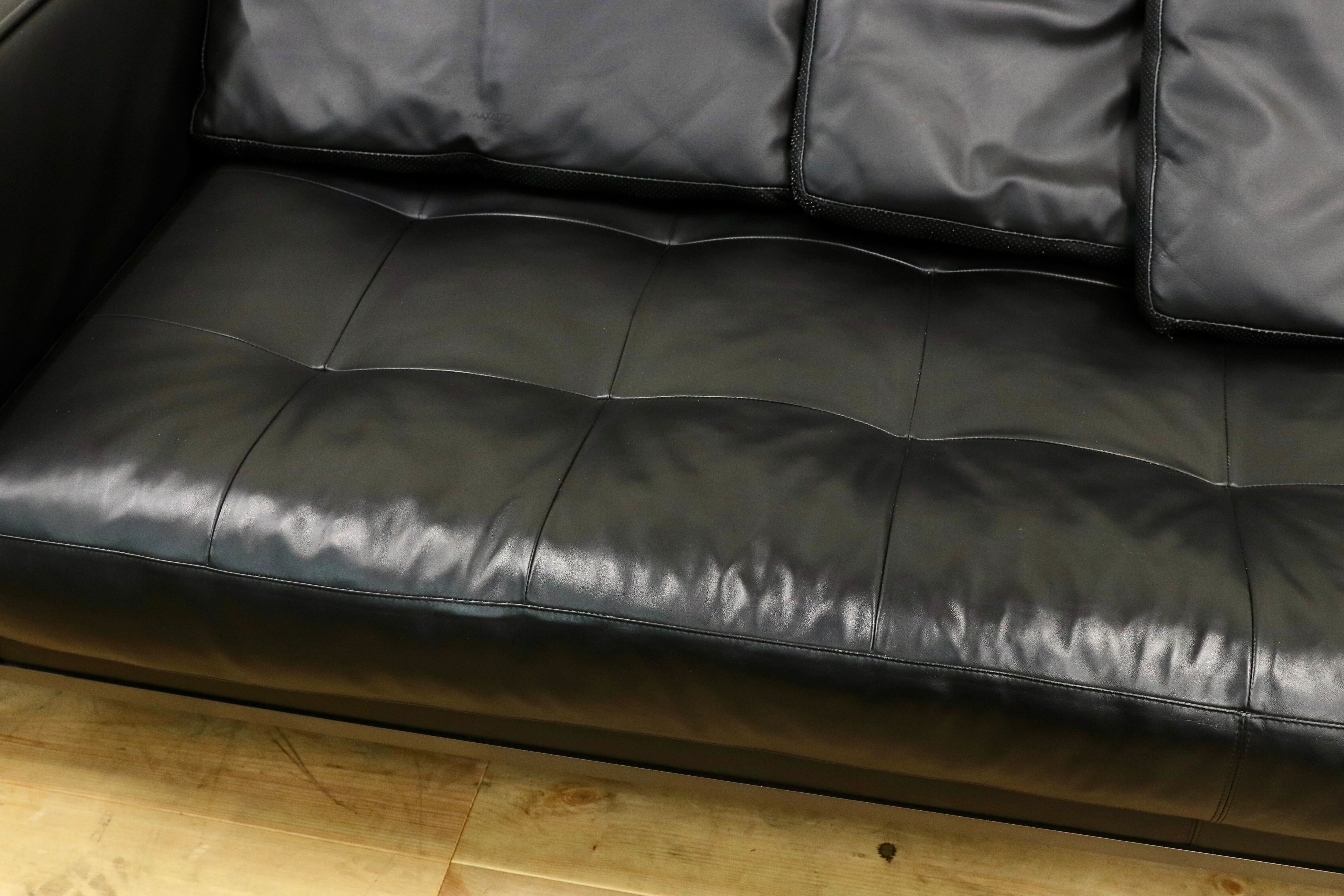 GMHK802○B&B ITALIA MAXALTO Simpliciter 3人掛けソファ 長椅子 本革 ブラック アントニオ・チッテリオ 最高級 検)cassina arflex