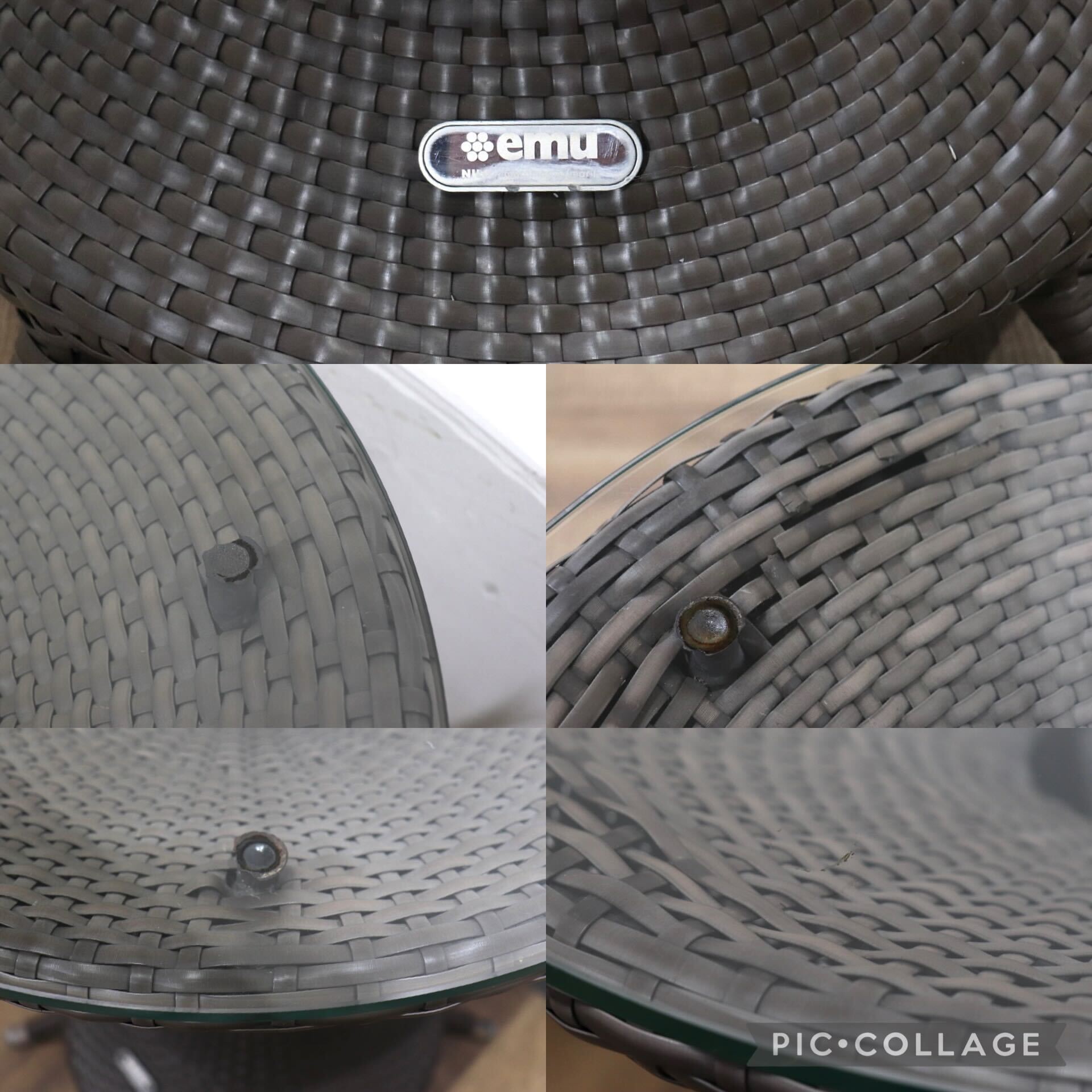 GMHN287A○emu / エミュー ニロテーブル ガラステーブル カフェテーブル ファイバーラタン リゾート ガーデン イタリア 廃番 定価約7.4万