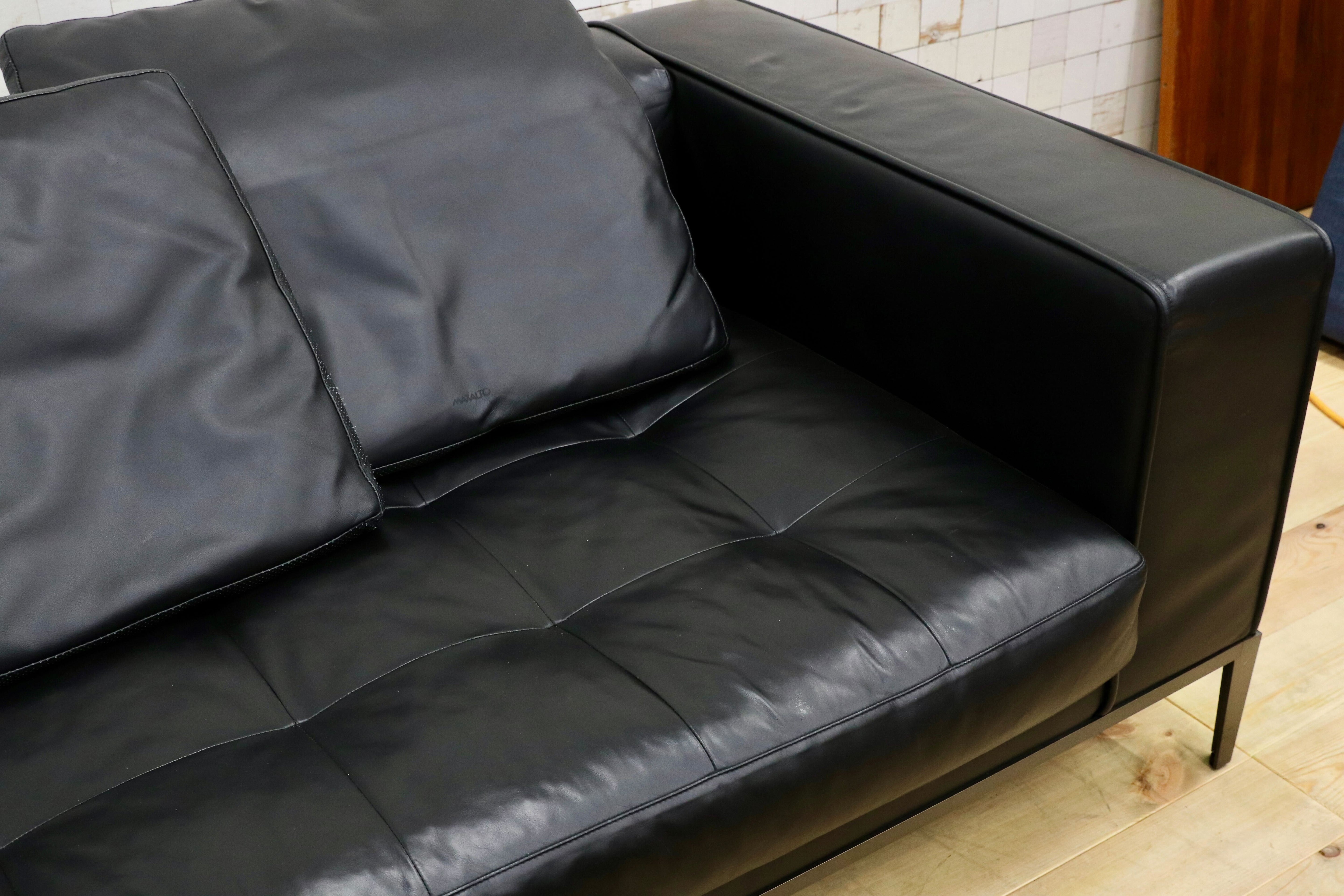 GMHK802○B&B ITALIA MAXALTO Simpliciter 3人掛けソファ 長椅子 本革 ブラック アントニオ・チッテリオ 最高級 検)cassina arflex