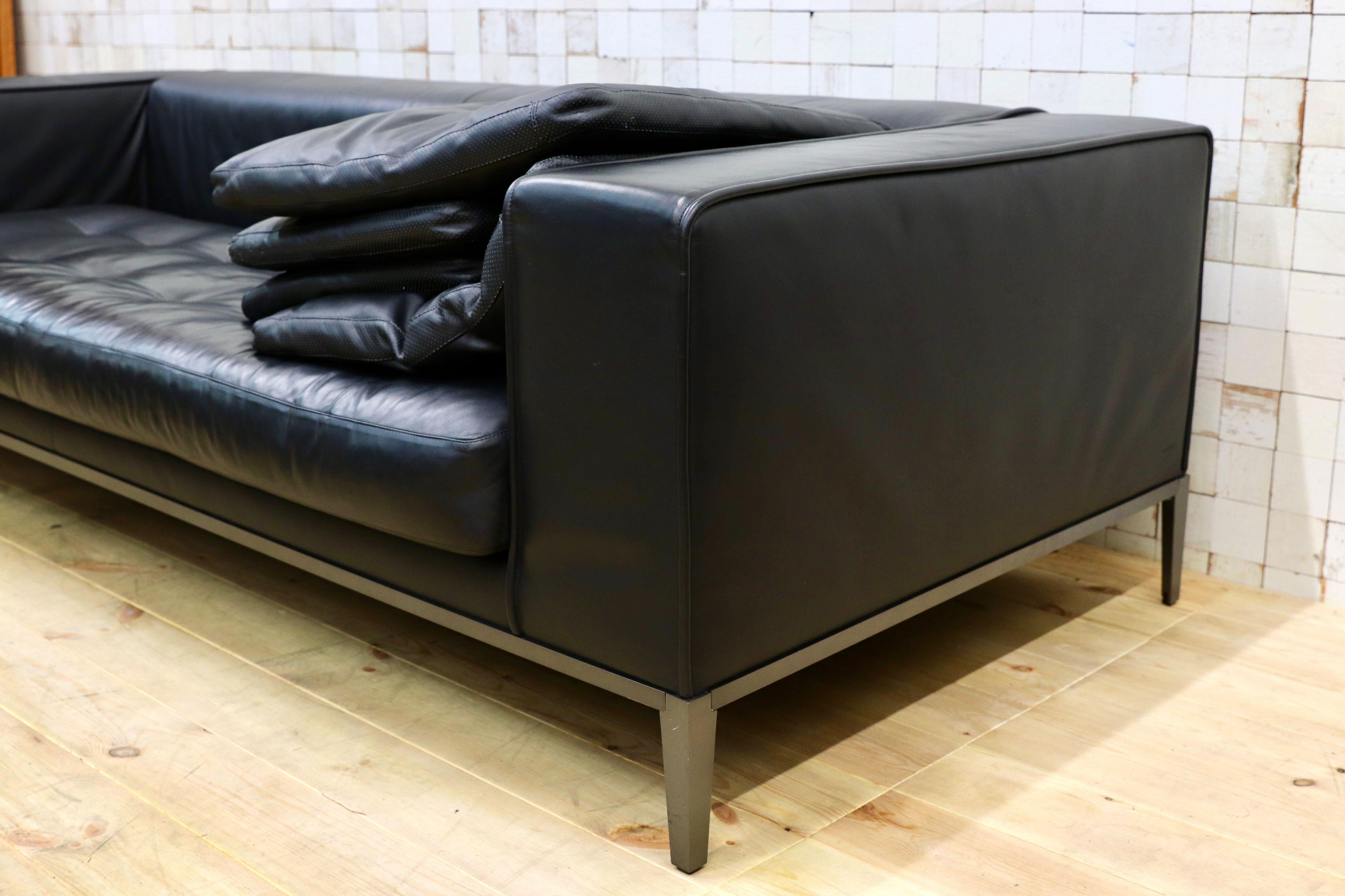 GMHK802○B&B ITALIA MAXALTO Simpliciter 3人掛けソファ 長椅子 本革 ブラック アントニオ・チッテリオ 最高級 検)cassina arflex