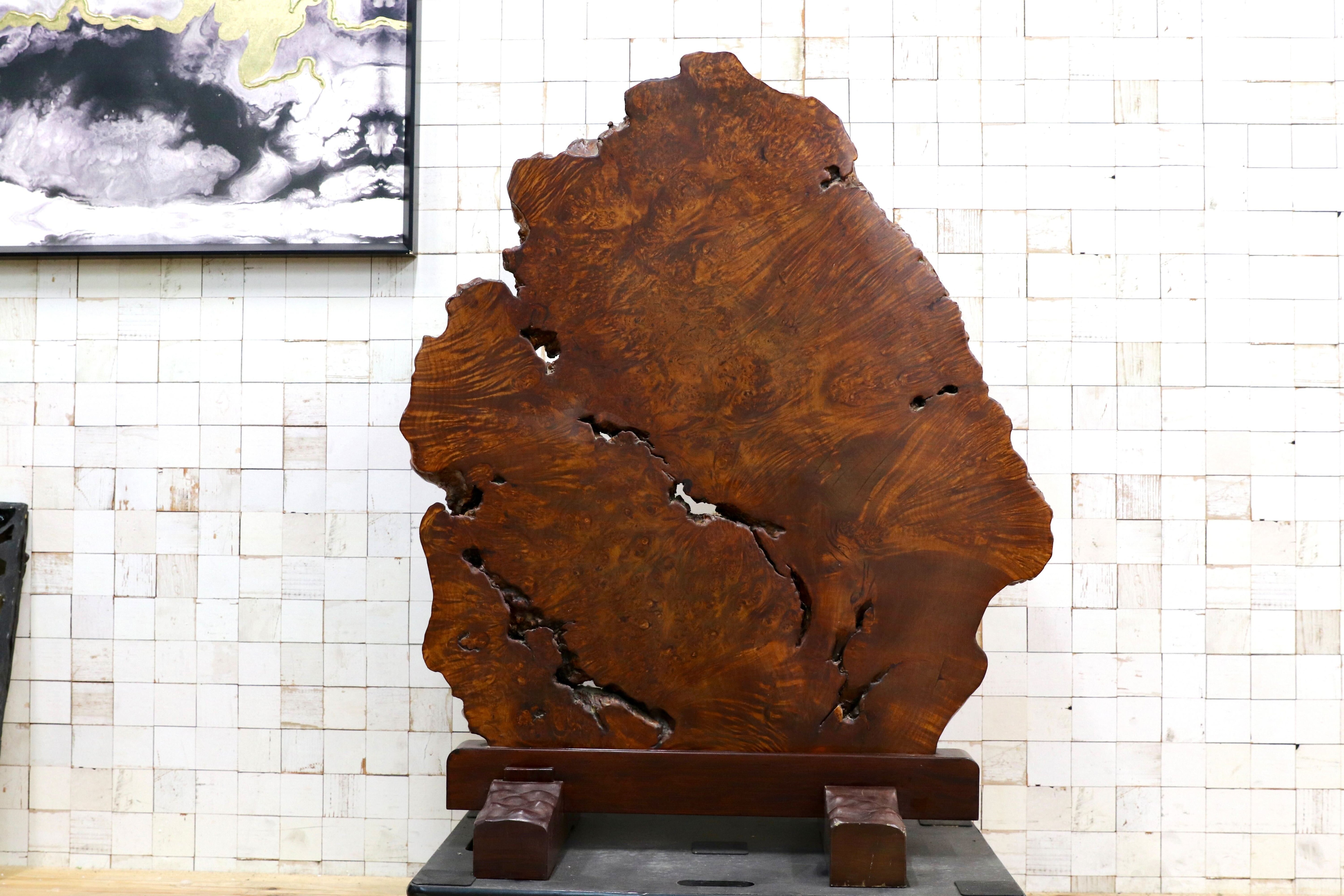 GMIS536B○花梨材 衝立 パーテーション オブジェ 飾り板 アンティーク 和家具 和モダン レトロ 瘤 一枚板