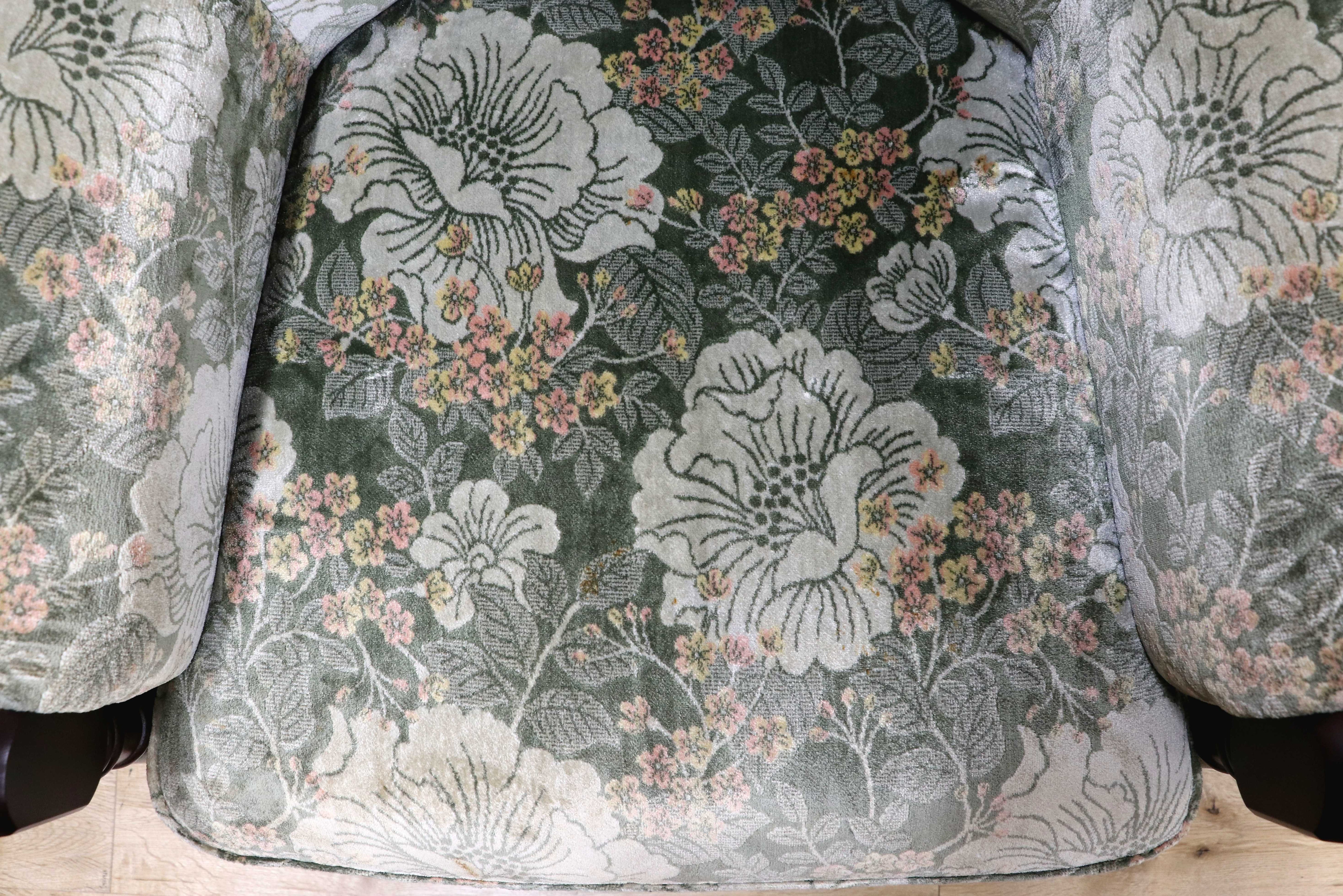 GMIH195B○karimoku / カリモク コロニアル 1人掛けソファ シングルソファ ラウンジチェア 国産家具 ファブリック 花柄 定価約10.4万