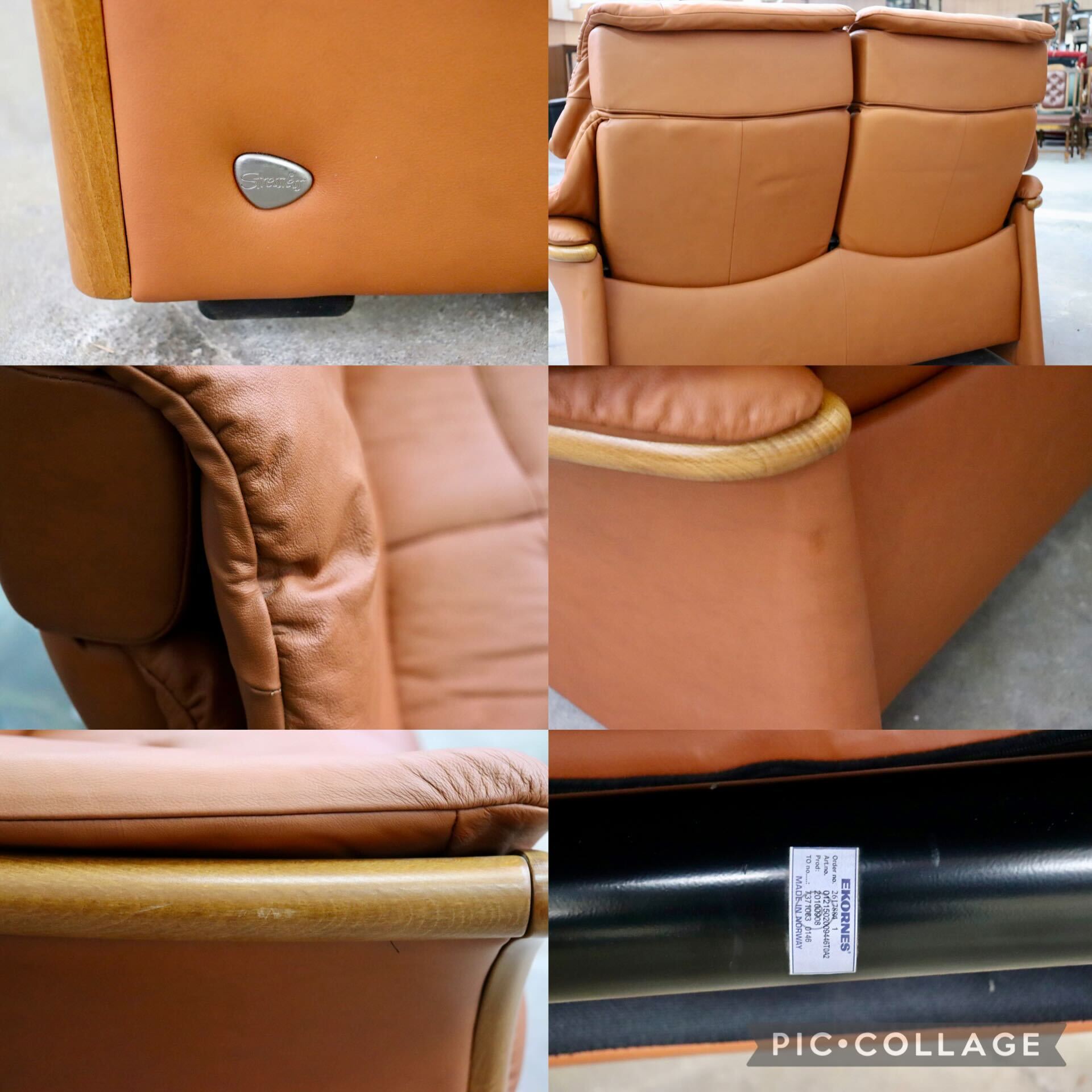 GMIS514○EKORNES / エコーネス エルドラド 2人掛けソファ ラブソファ 北欧 ノルウェー 最高級 本革 定価約62万 美品