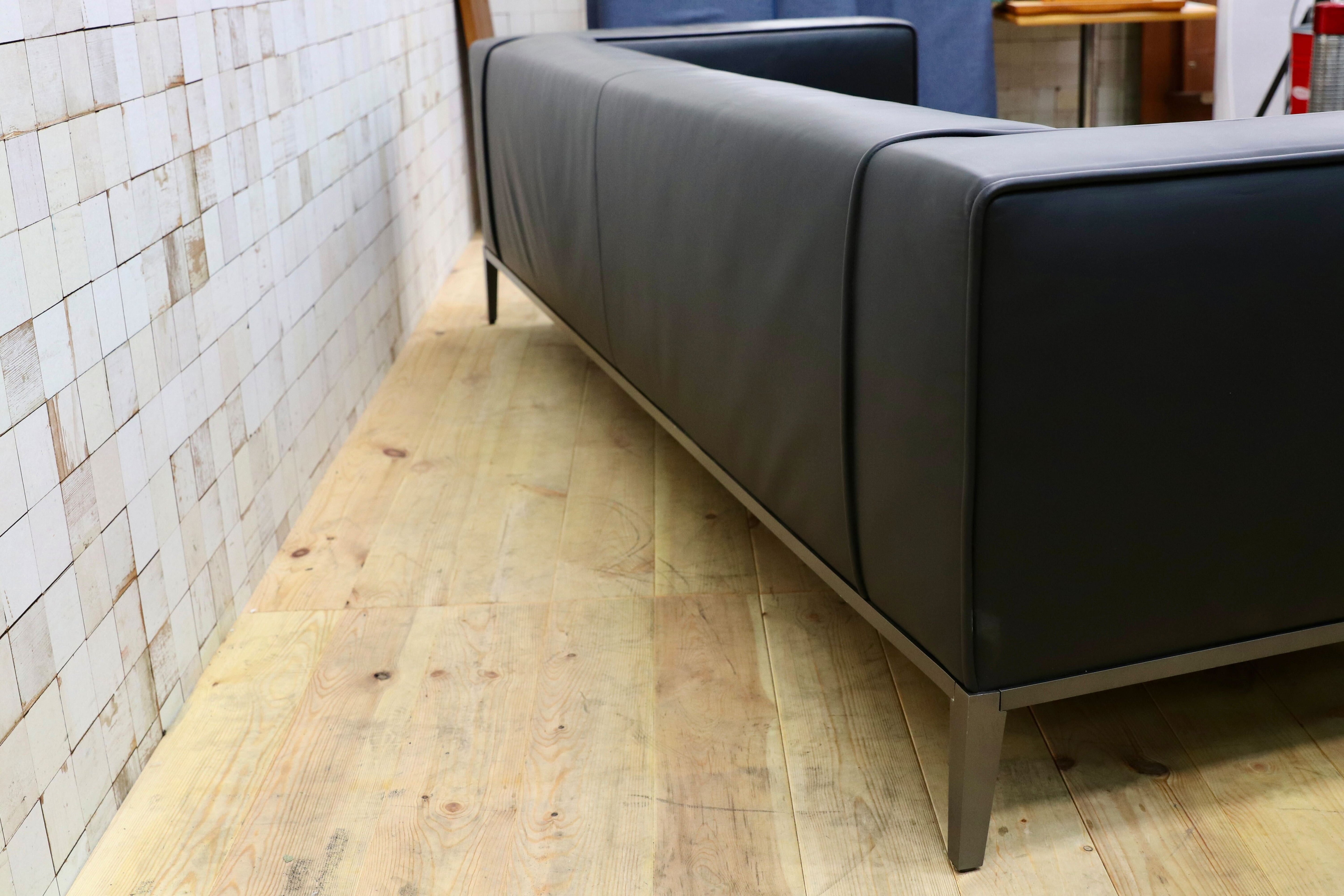 GMHK802○B&B ITALIA MAXALTO Simpliciter 3人掛けソファ 長椅子 本革 ブラック アントニオ・チッテリオ 最高級 検)cassina arflex