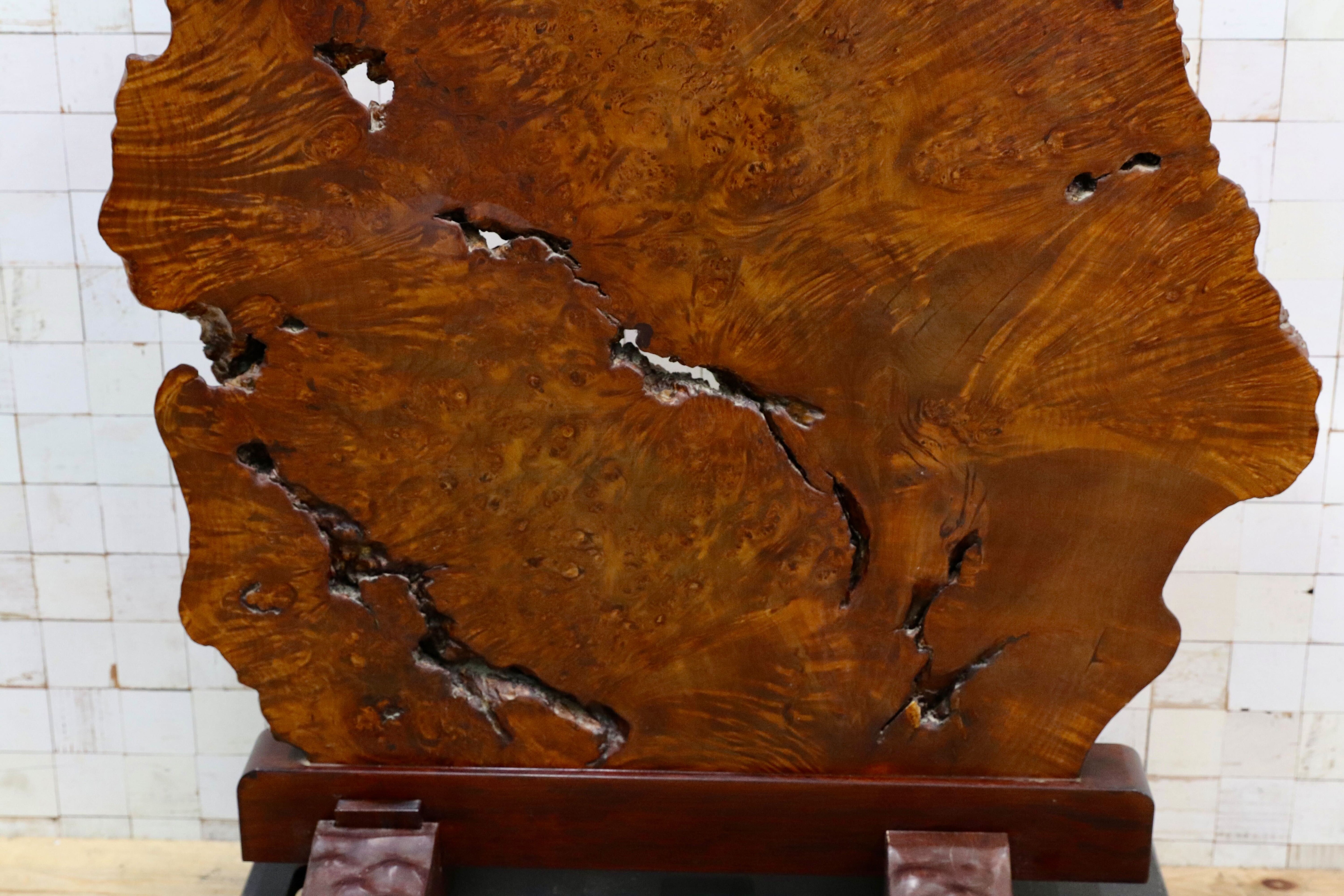 GMIS536B○花梨材 衝立 パーテーション オブジェ 飾り板 アンティーク 和家具 和モダン レトロ 瘤 一枚板