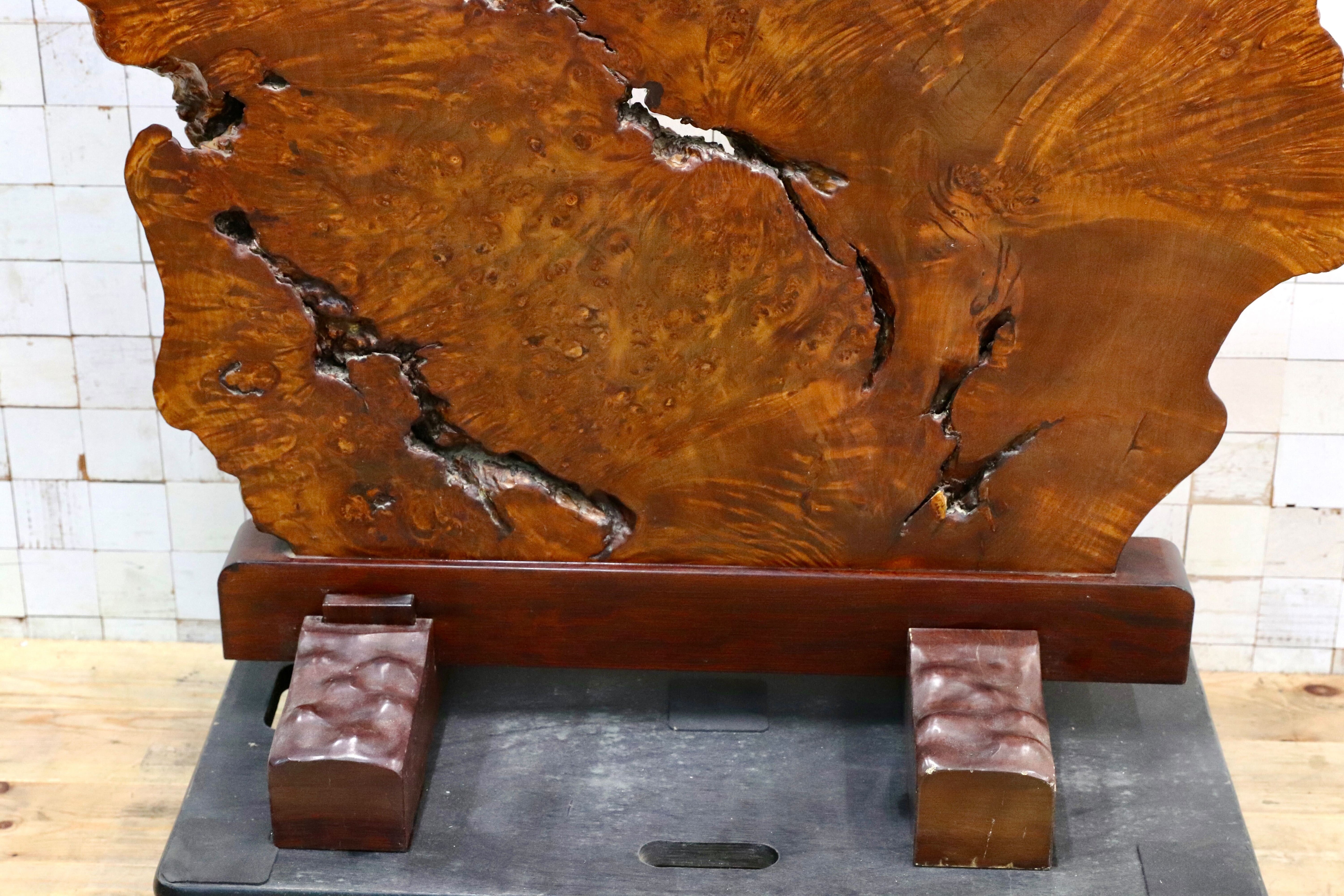 GMIS536B○花梨材 衝立 パーテーション オブジェ 飾り板 アンティーク 和家具 和モダン レトロ 瘤 一枚板