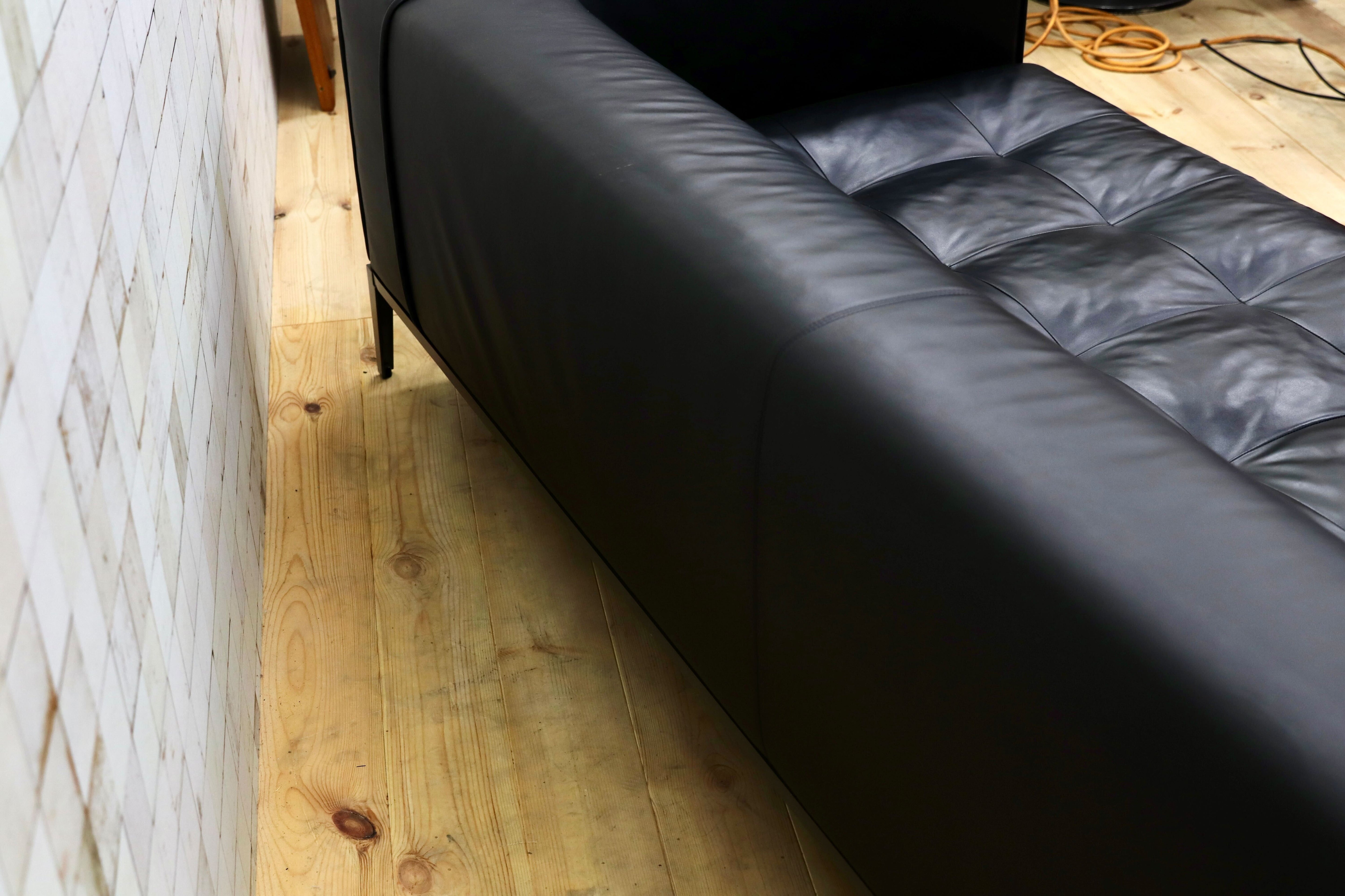 GMHK802○B&B ITALIA MAXALTO Simpliciter 3人掛けソファ 長椅子 本革 ブラック アントニオ・チッテリオ 最高級 検)cassina arflex