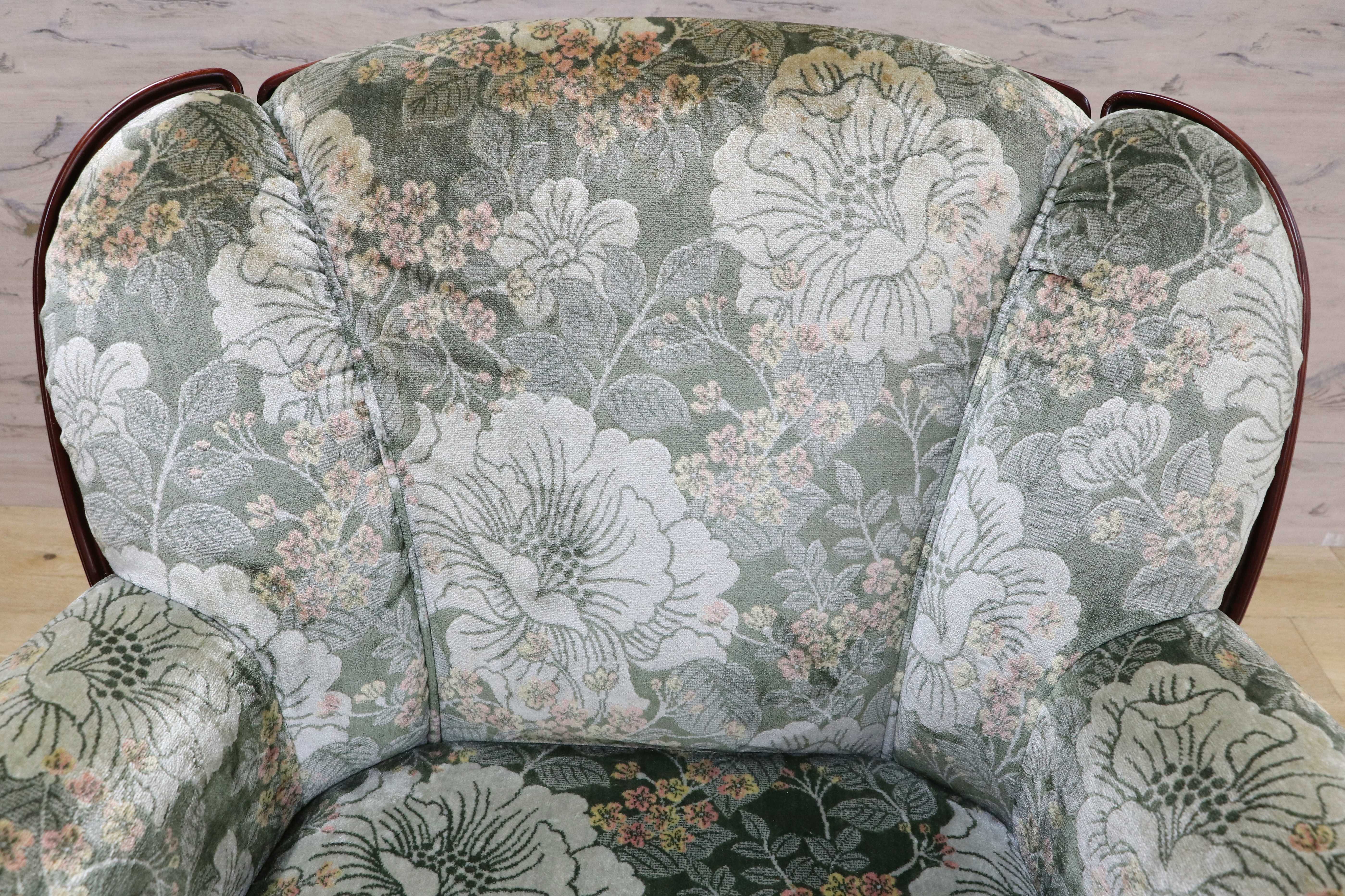 GMIH195B○karimoku / カリモク コロニアル 1人掛けソファ シングルソファ ラウンジチェア 国産家具 ファブリック 花柄 定価約10.4万