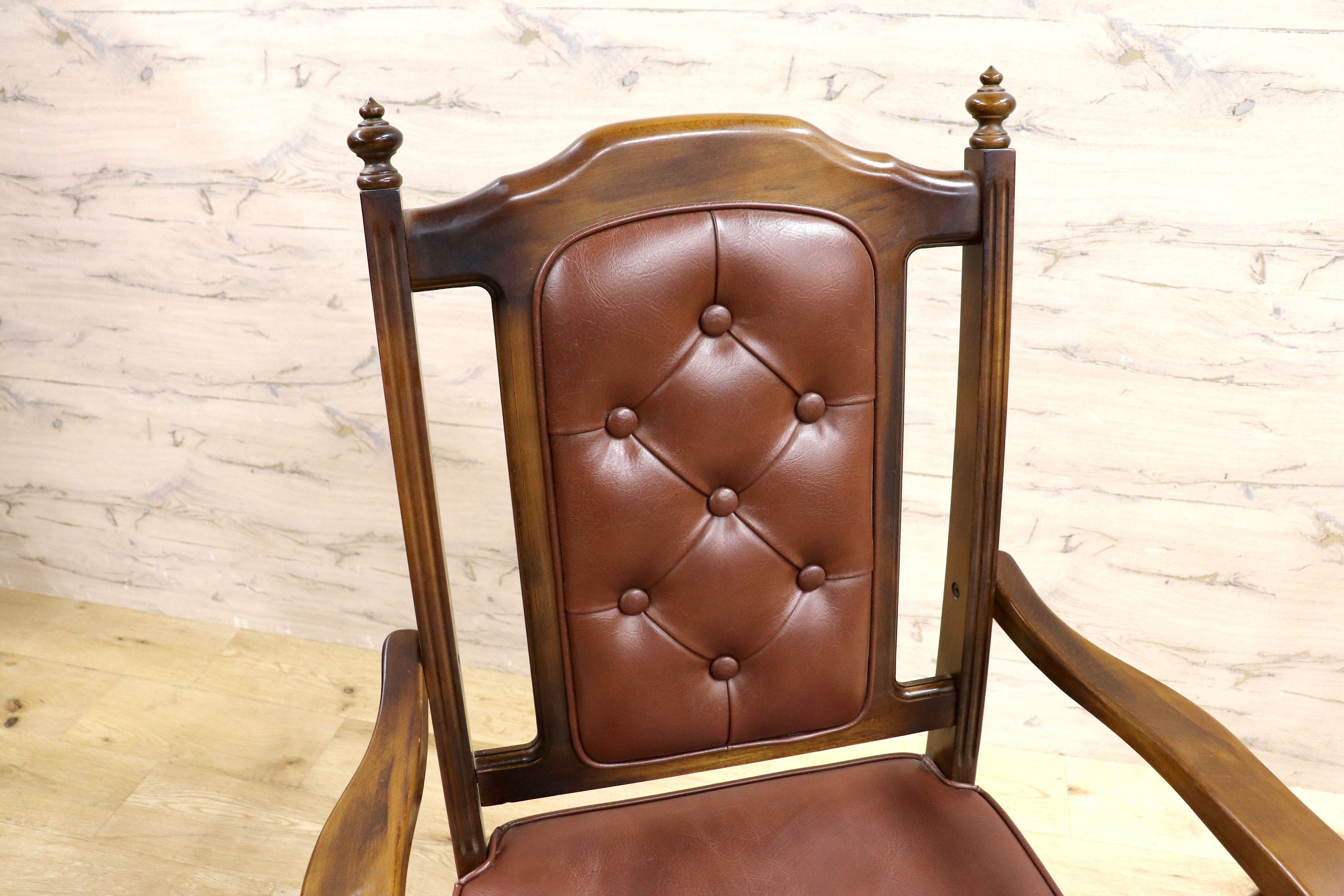 GMIH341D○karimoku / カリモク ダイニングチェア 2脚セット アームチェア 椅子 レザー ヴィンテージ アンティーク オールドカリモク